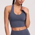 Padded Halter Longline Sports Bra Tank Top Scoop Neck Workout Yoga Crop Top