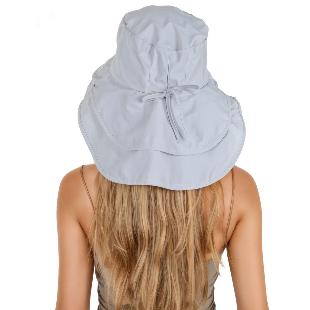 Alilang Womens Sun Hat Wide Brim Bucket Hats with Neck Flap and Ponytail Hole for Summer Beach Fishing Hiking