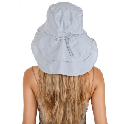 Alilang Womens Sun Hat Wide Brim Bucket Hats with Neck Flap and Ponytail Hole for Summer Beach Fishing Hiking