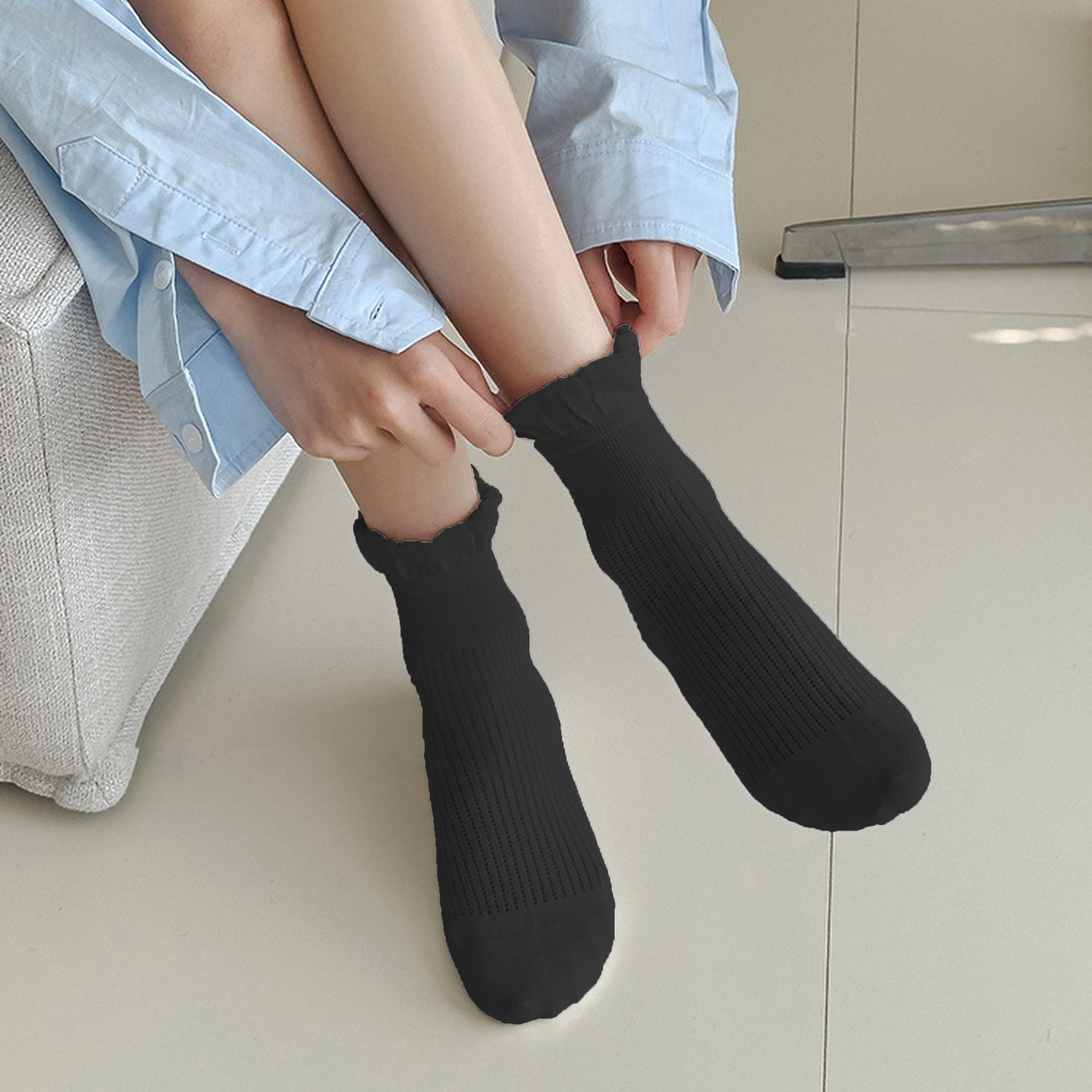 Anna-Kaci Adorable Women's Ruffle - Cuff Ankle Socks 6Pk