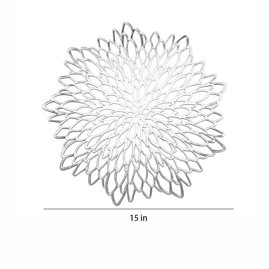 4 Piece Set Round Floral Cutout PVC Placemats Heat Resistant Decorative Table Mats