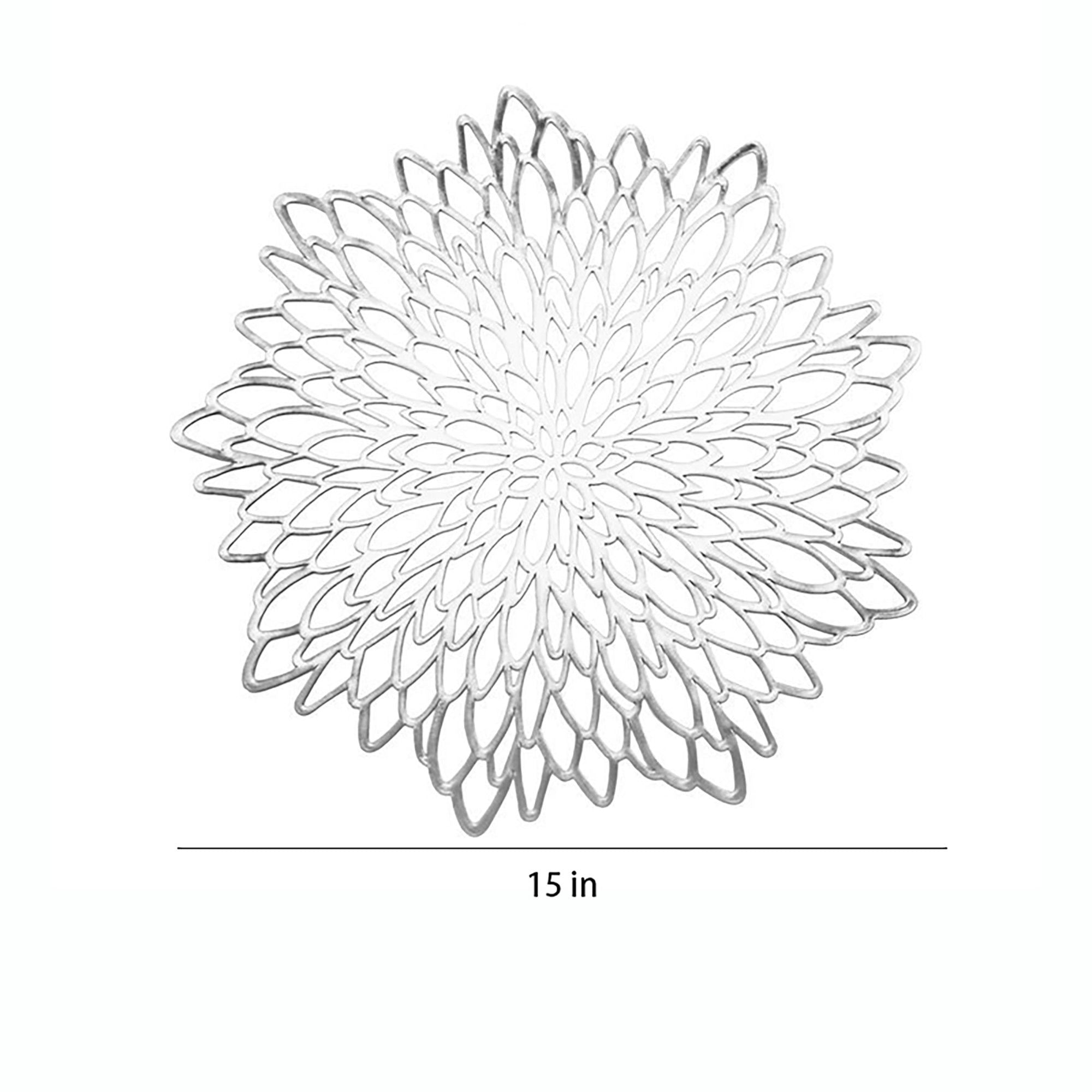 4 Piece Set Round Floral Cutout PVC Placemats Heat Resistant Decorative Table Mats