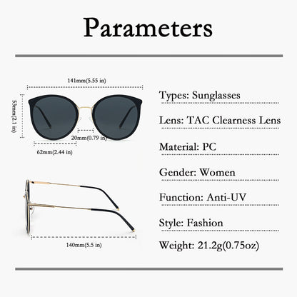 Anna-Kaci Elegant Round Women's Polarized Sunglasses UV400 Protection