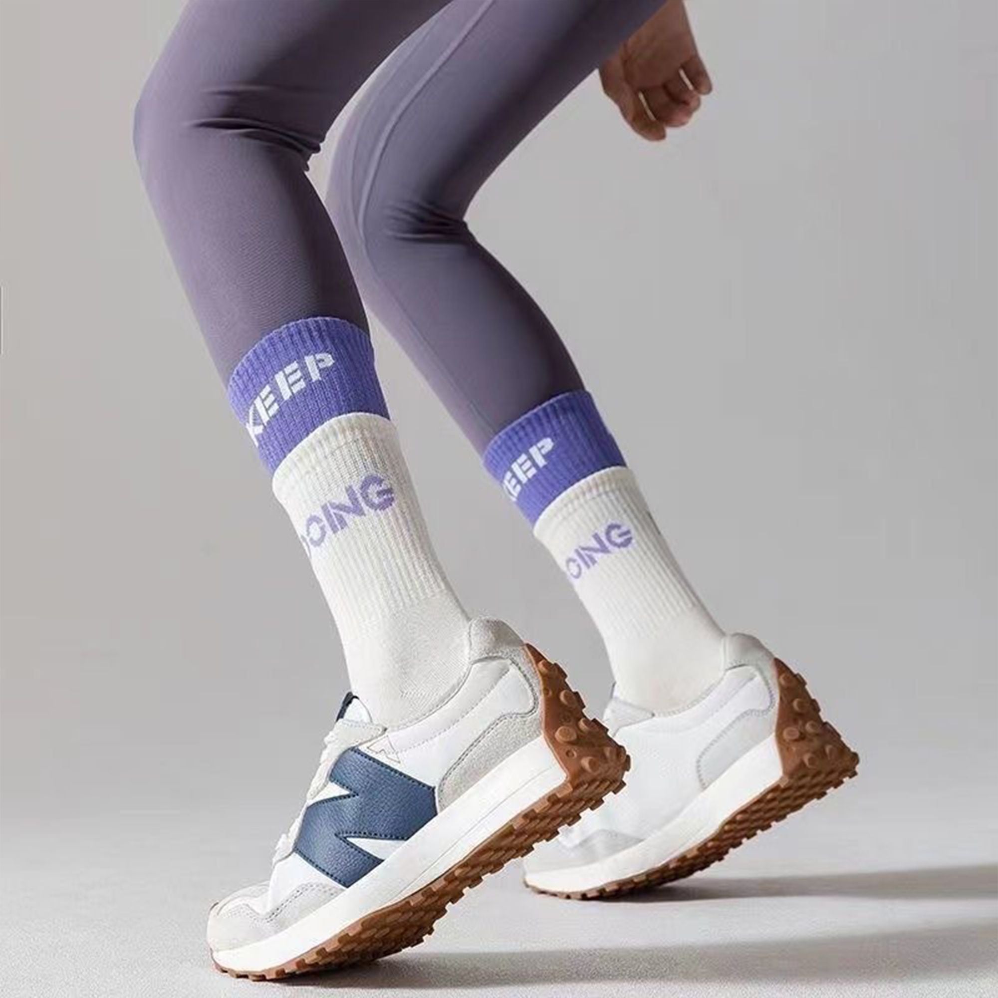 Anna-Kaci Women's 3-Pair Set Mid-Calf Grip Socks with Cushioned Soles and Motivational Text for Yoga Pilates Fitness