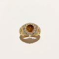 Anna-Kaci Women's Oval Gemstone Statement Ring with Crystal Halo and Textured Band