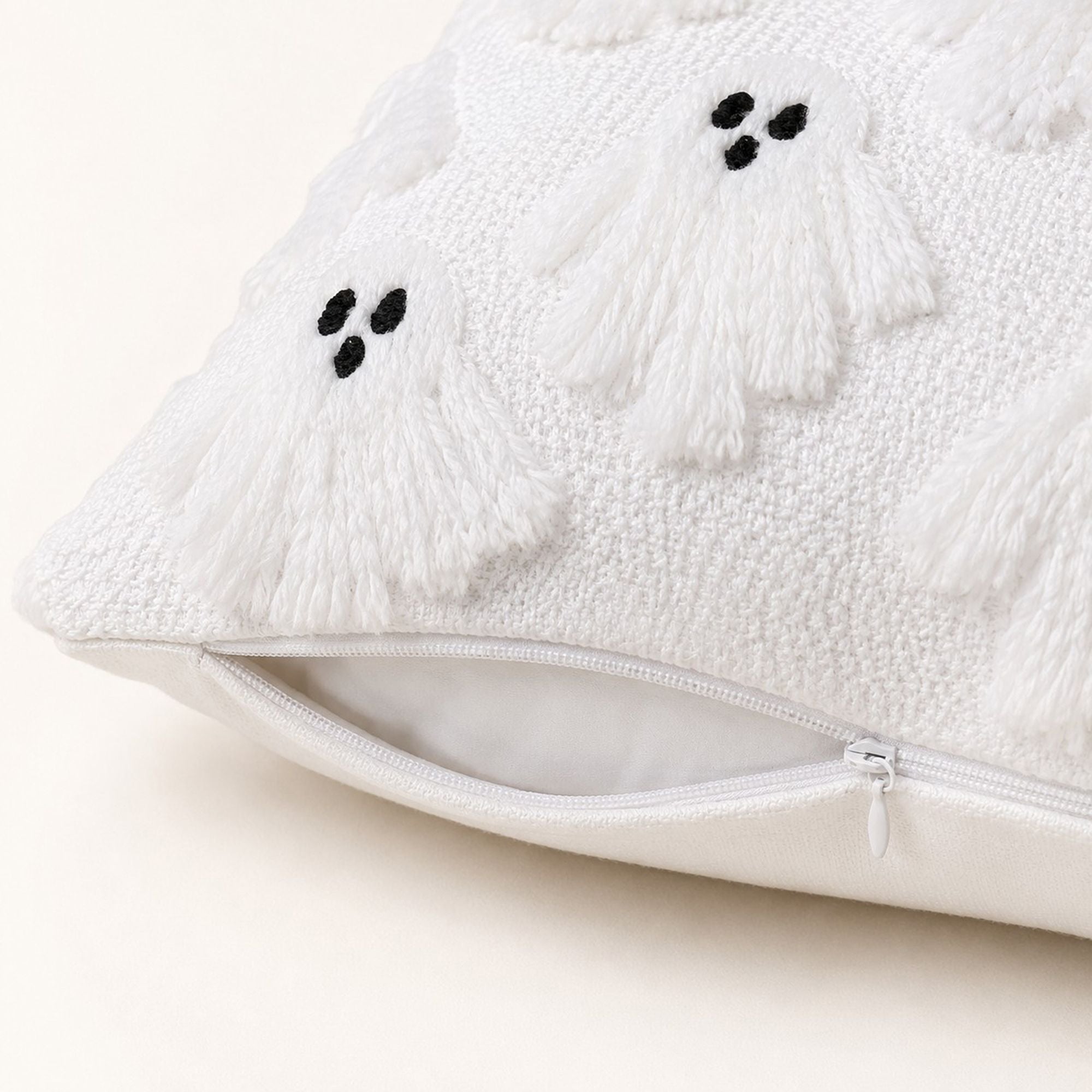 Halloween Tufted Ghost Throw Pillow Cover for Couch Bed and Chair