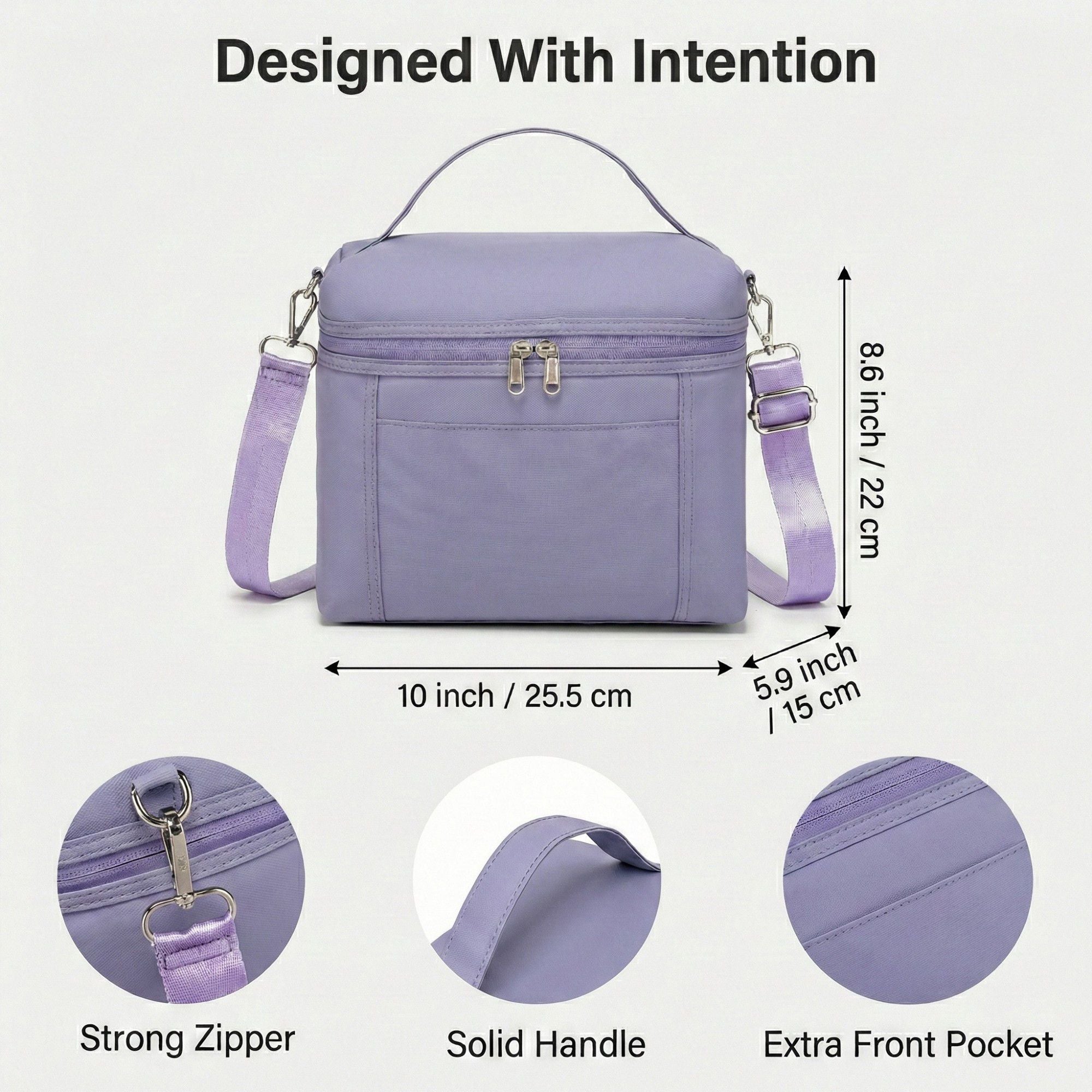 Anna-Kaci Women's Oxford Fabric Crossbody Utility Bag with Double Zipper Closure and Adjustable Shoulder Strap