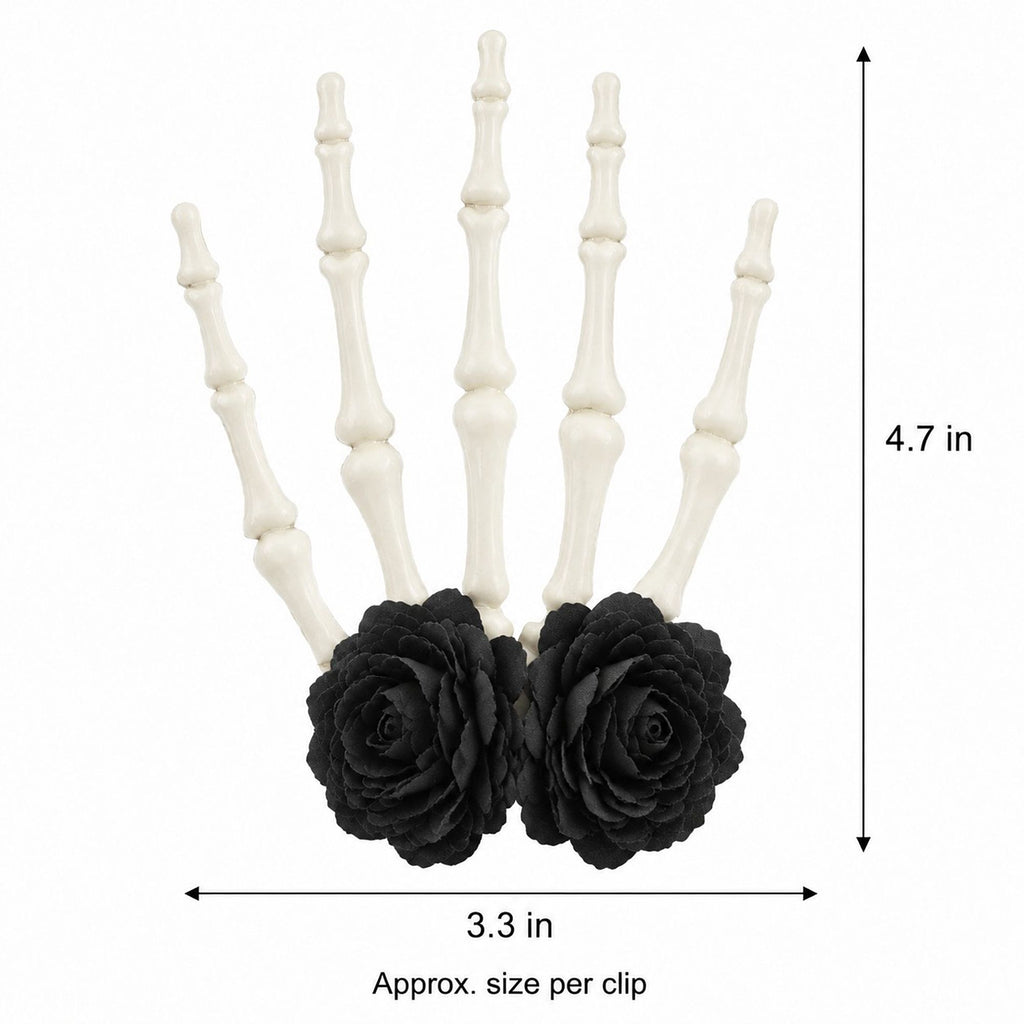 Halloween Skeleton Hand Rose Hair Clips 2pc