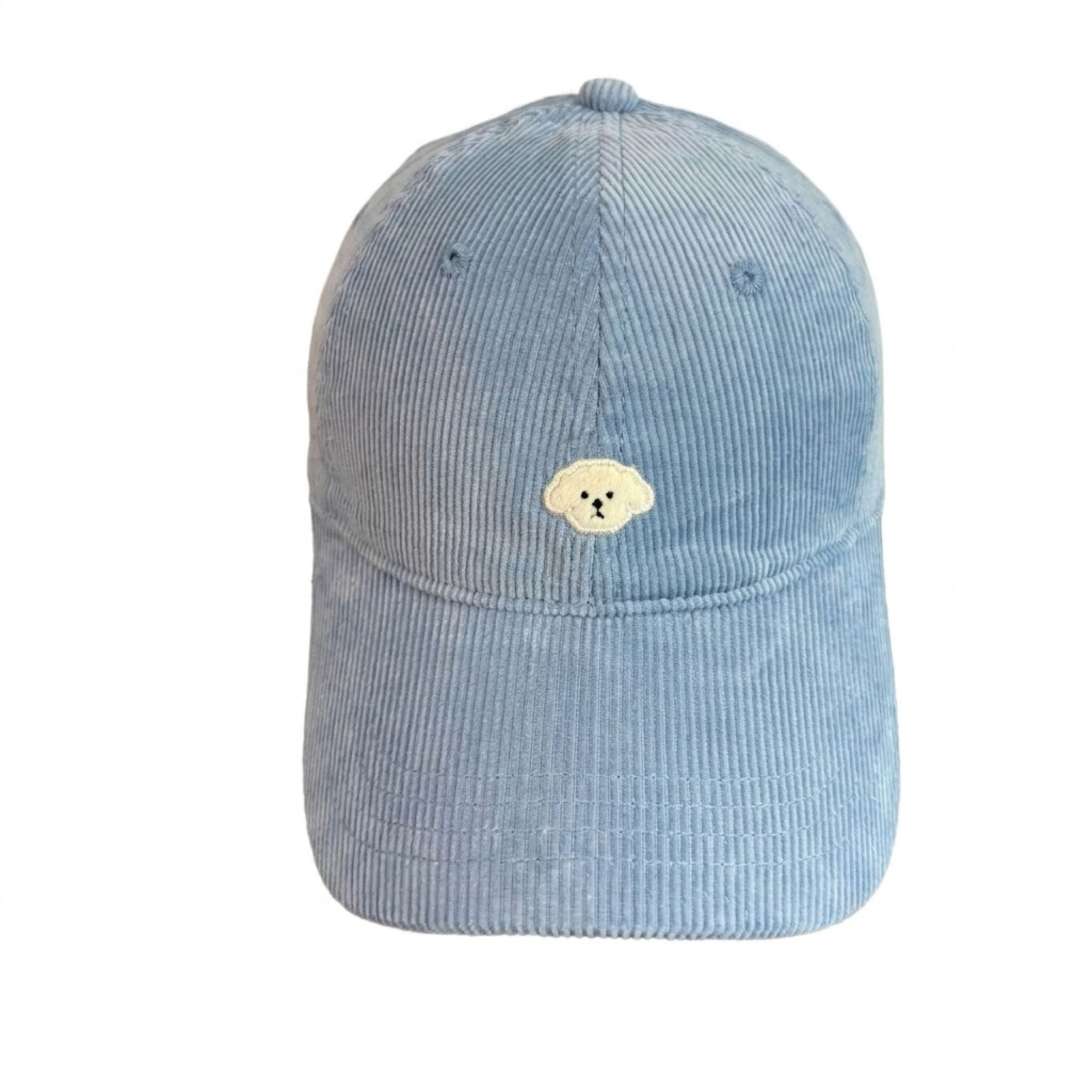 Gorra de béisbol de pana con perro bordado, ajustable