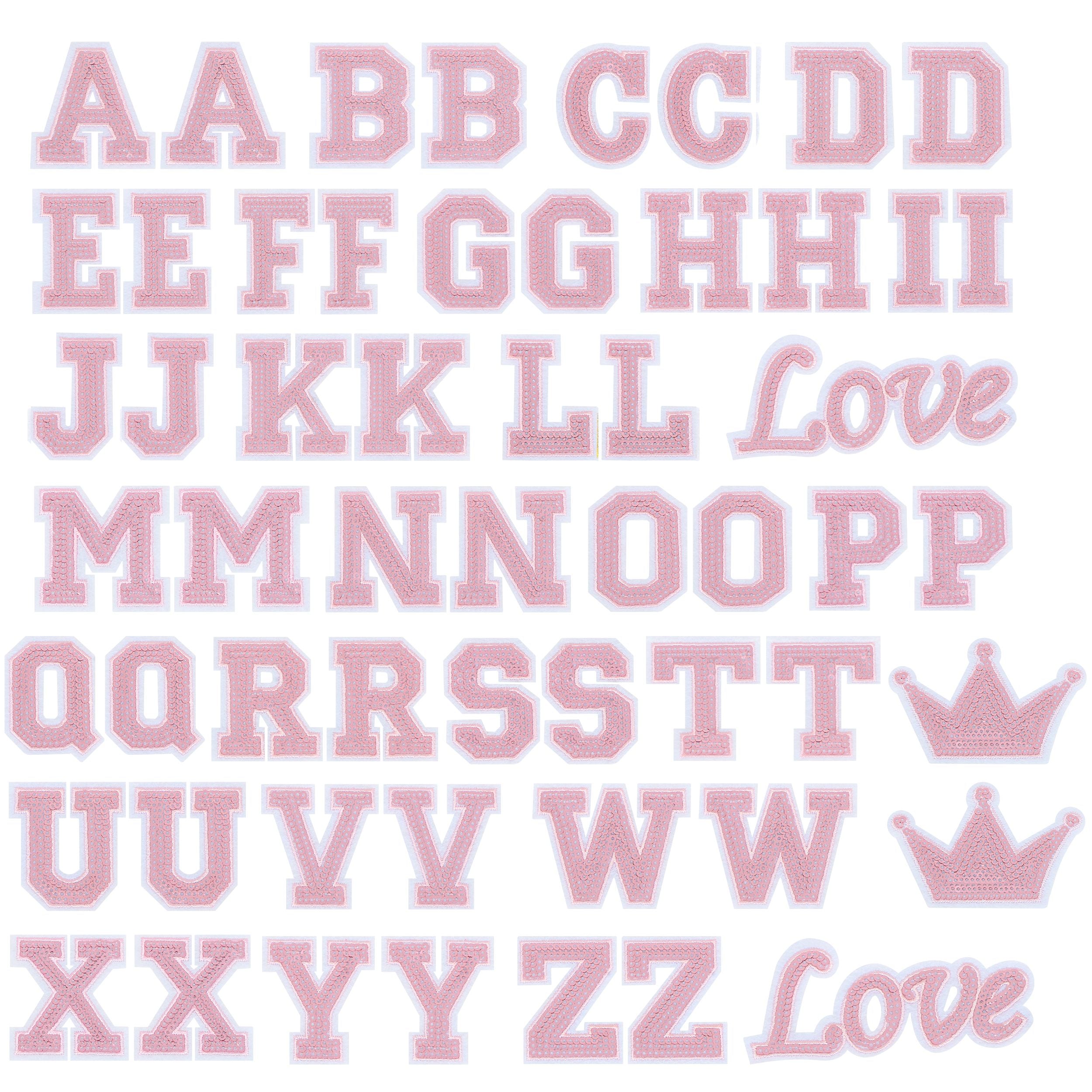 56 PCS Sequin Letter Iron On Patches A-Z Alphabet Varsity Letter Sewing Repair Preppy Glitter Hot-fix for Bag Shoes DIY Supplies