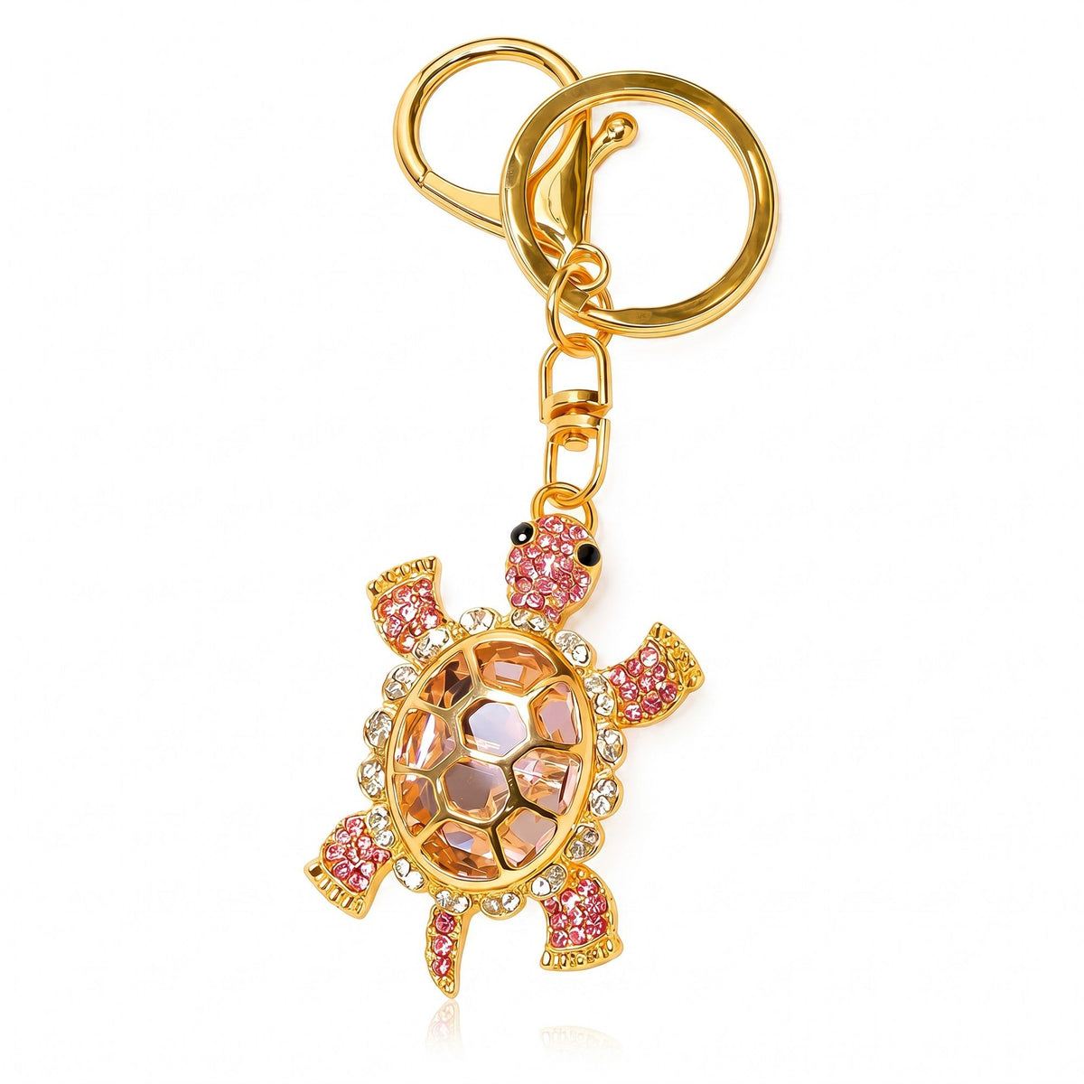 Turtle Crystal Keychain Bag Charm with Lobster Clasp and Key Ring