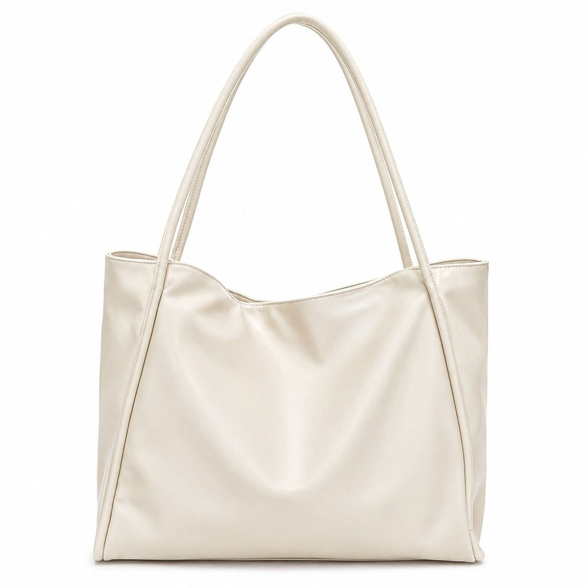 Large Faux Leather Tote Bag with Double Shoulder Straps and Magnetic Closure