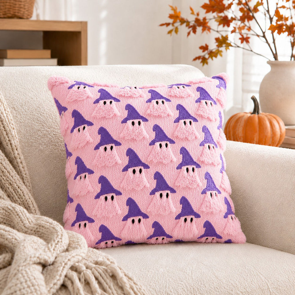 Halloween Tufted Witch Ghost Throw Pillow Cover for Couch Bed and Chair