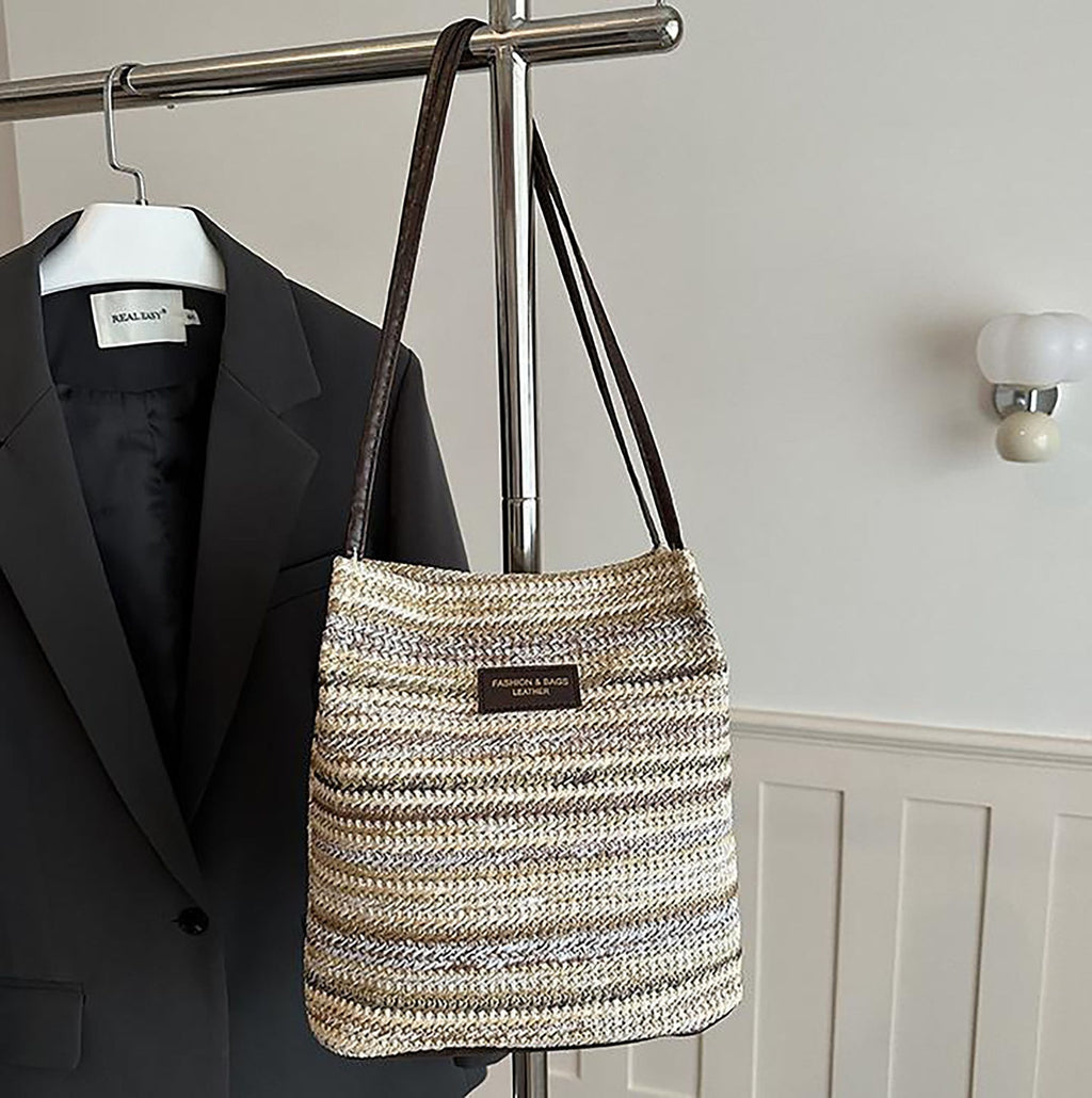 Woven Polyester Tote Bag with Magnetic Closure and Long Shoulder Straps