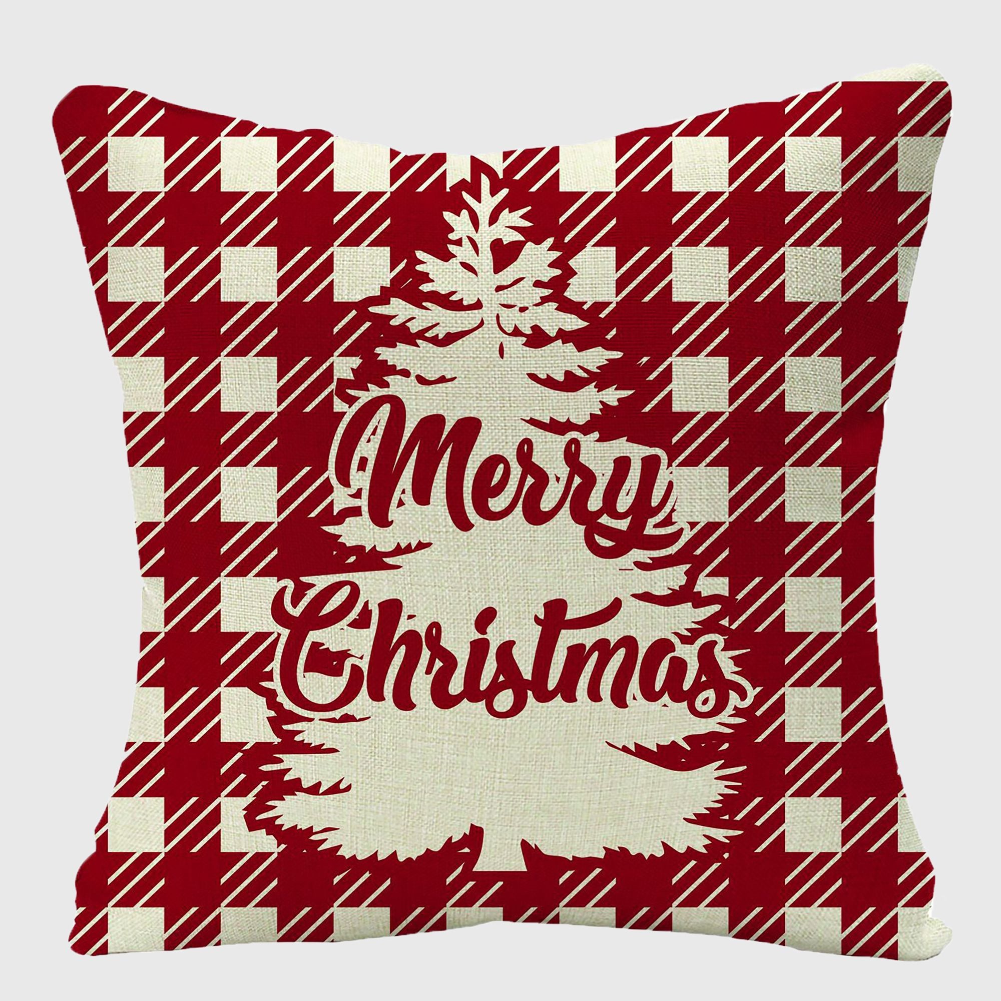 Anna-Kaci Christmas Gingham Throw Comfortable Pillow Cover 18x18in