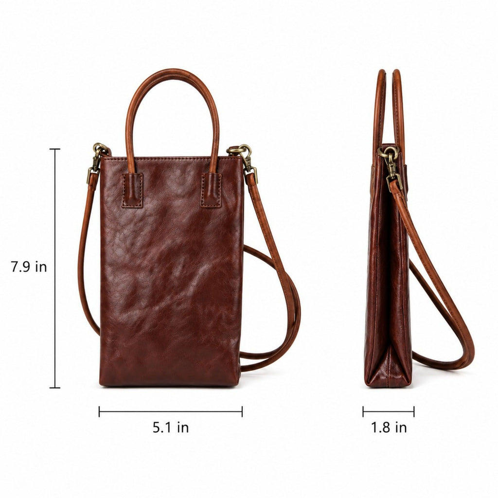Mini Tote Bag with Top Handles and Adjustable Crossbody Strap