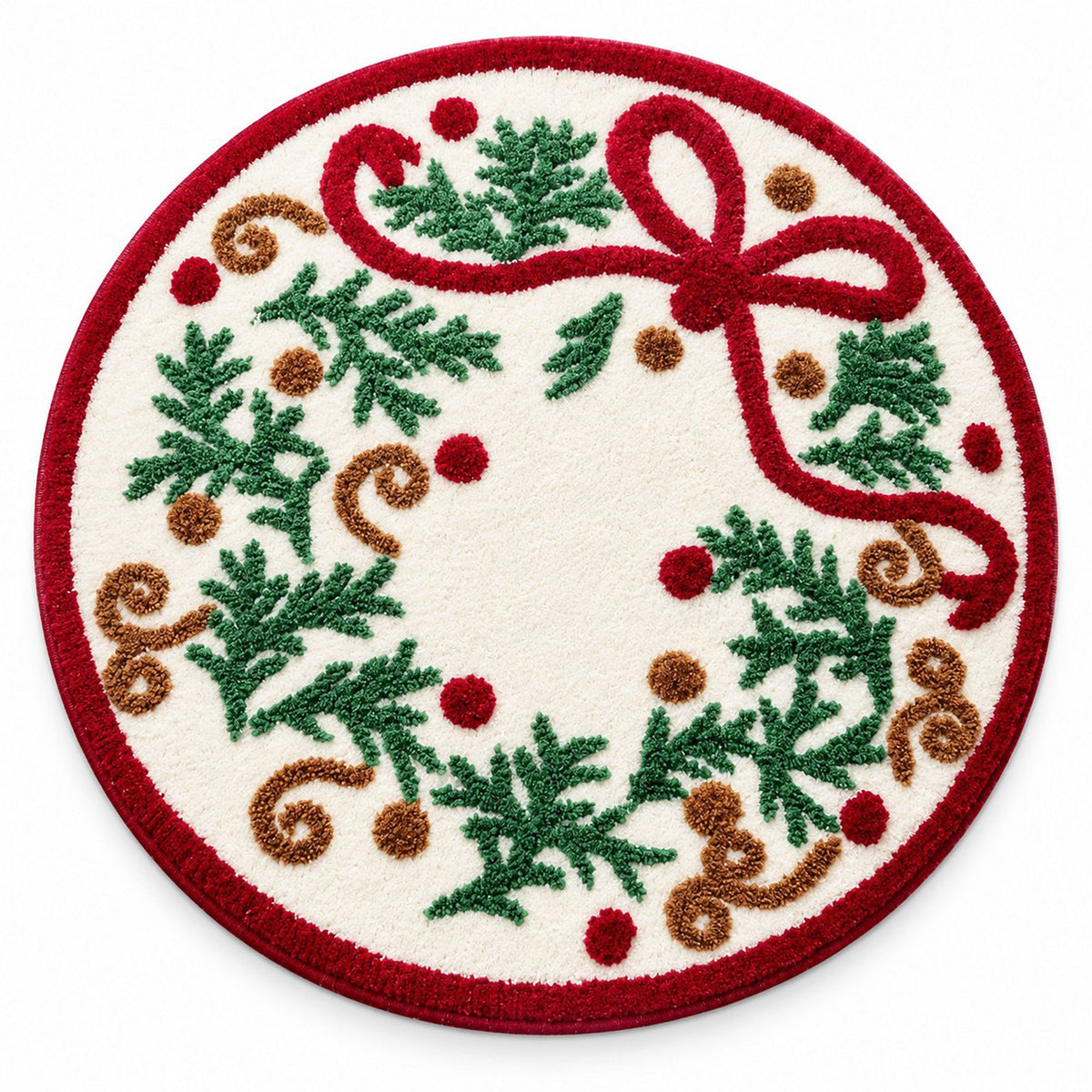 Christmas Snowflake and Wreath Tufted Bath Rug with Nonslip Backing 23.6 in