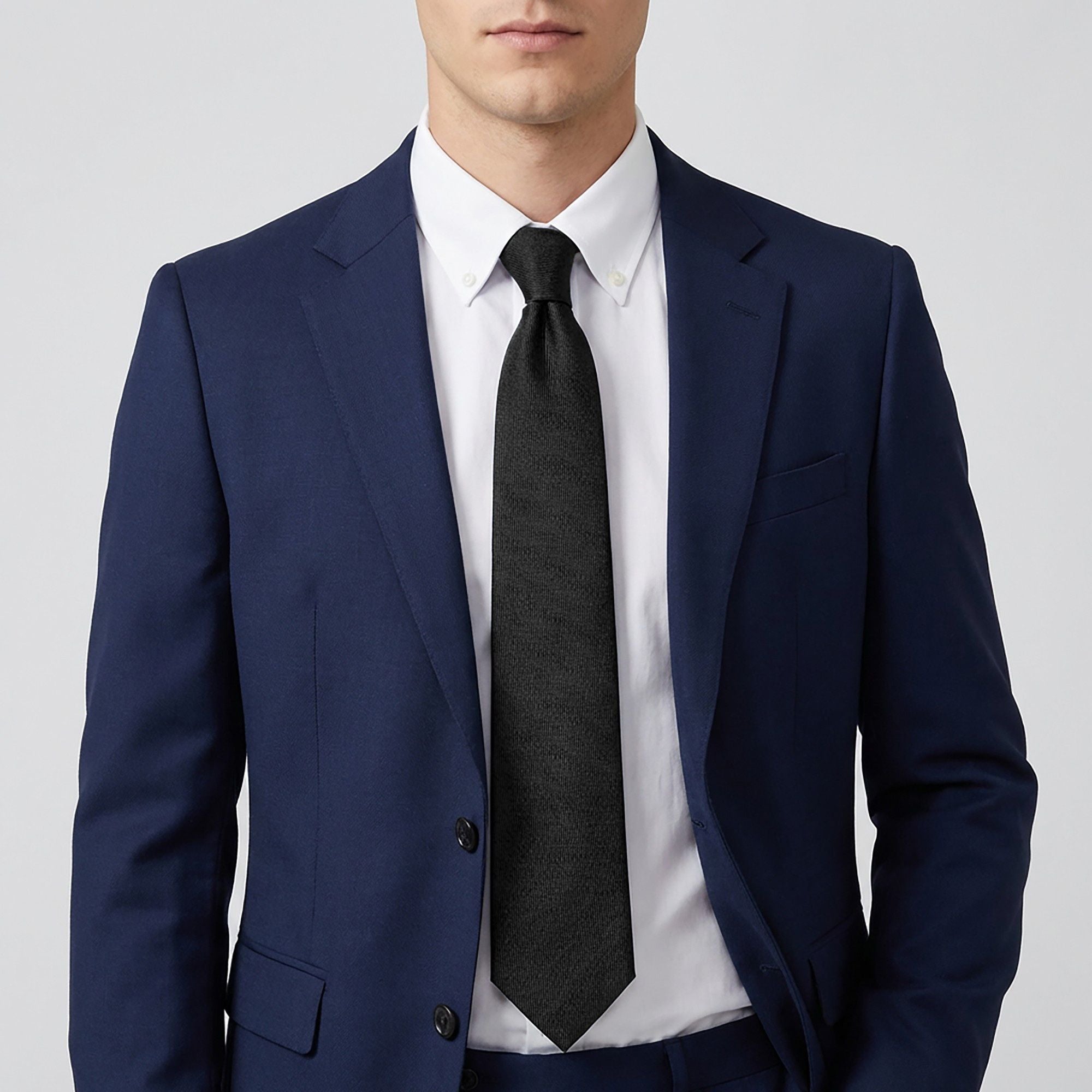 Men's Solid Smooth Finish Tie Classic Necktie 57 Inch Length 3.1 Inch Width Formal Business Accessory