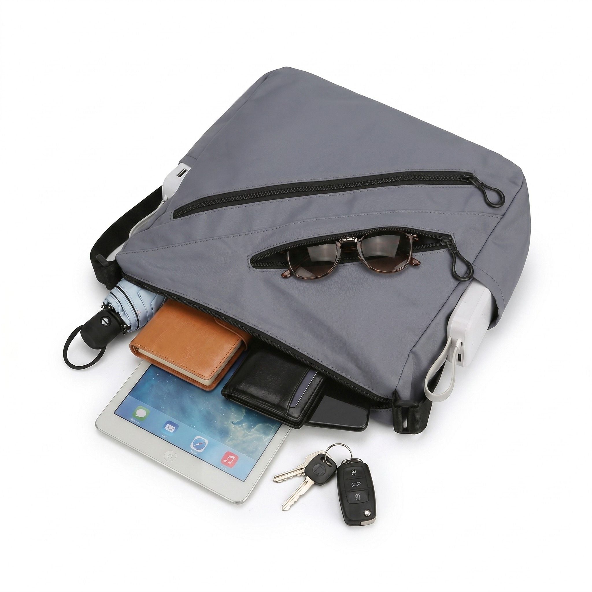 Large Nylon Crossbody Messenger Bag Adjustable Strap Multi Pocket Everyday Shoulder Bag