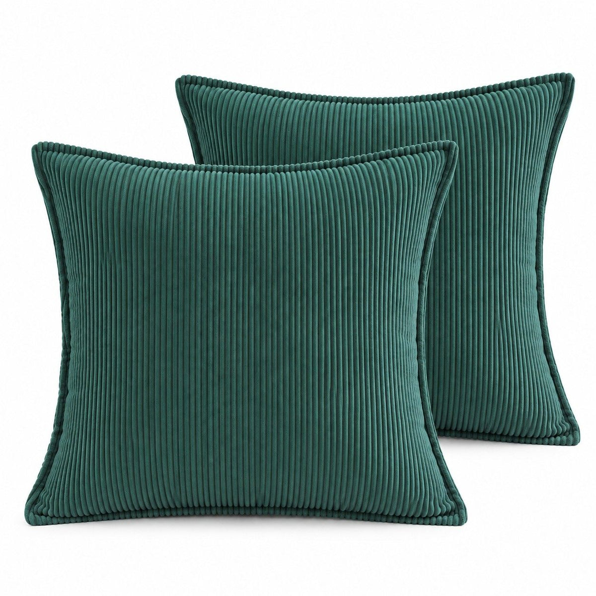 2 Pack Soft Ribbed Corduroy Throw Pillow Covers 18 x 18 Inch Solid Color