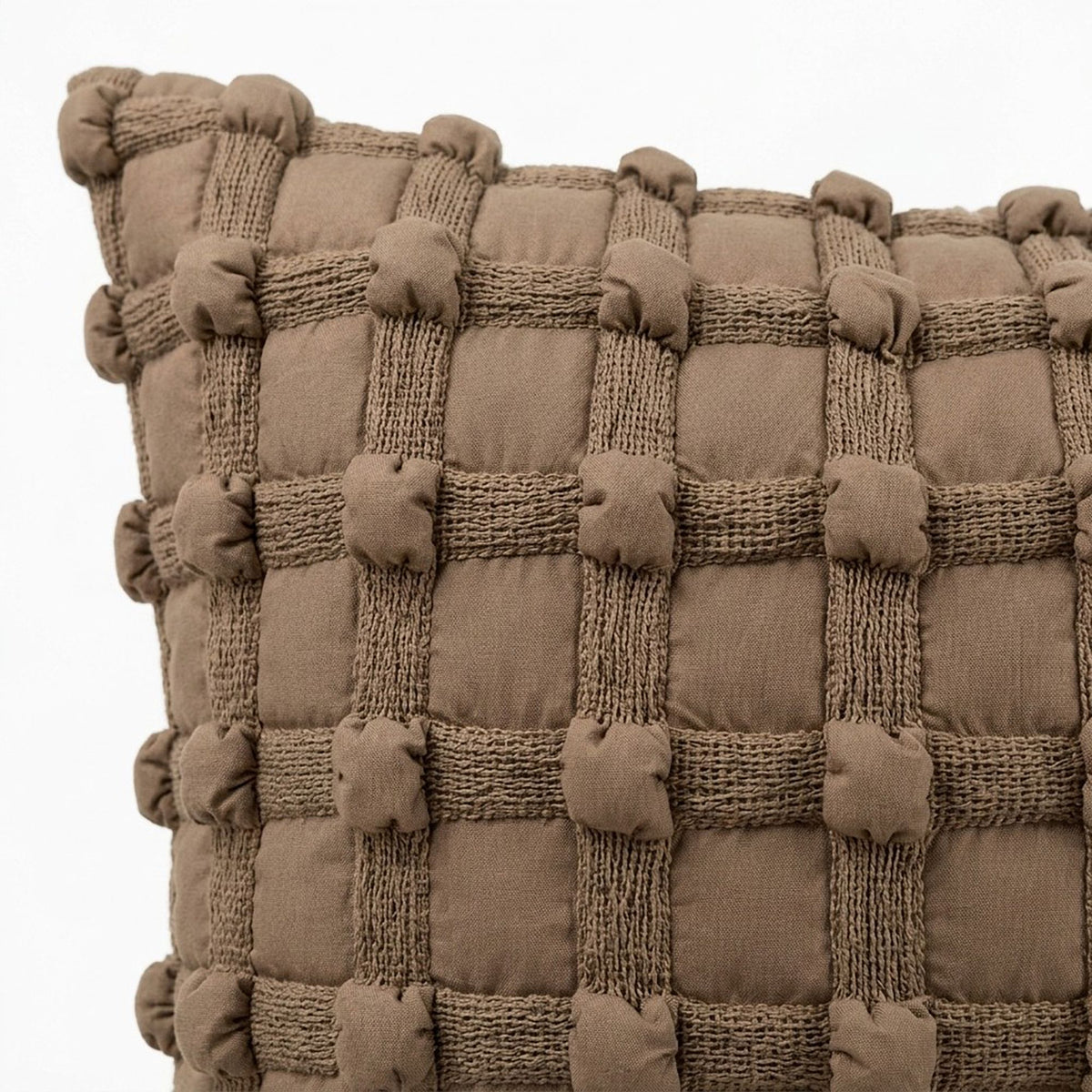 Textured Woven Grid Square Decorative Throw Pillow Cover