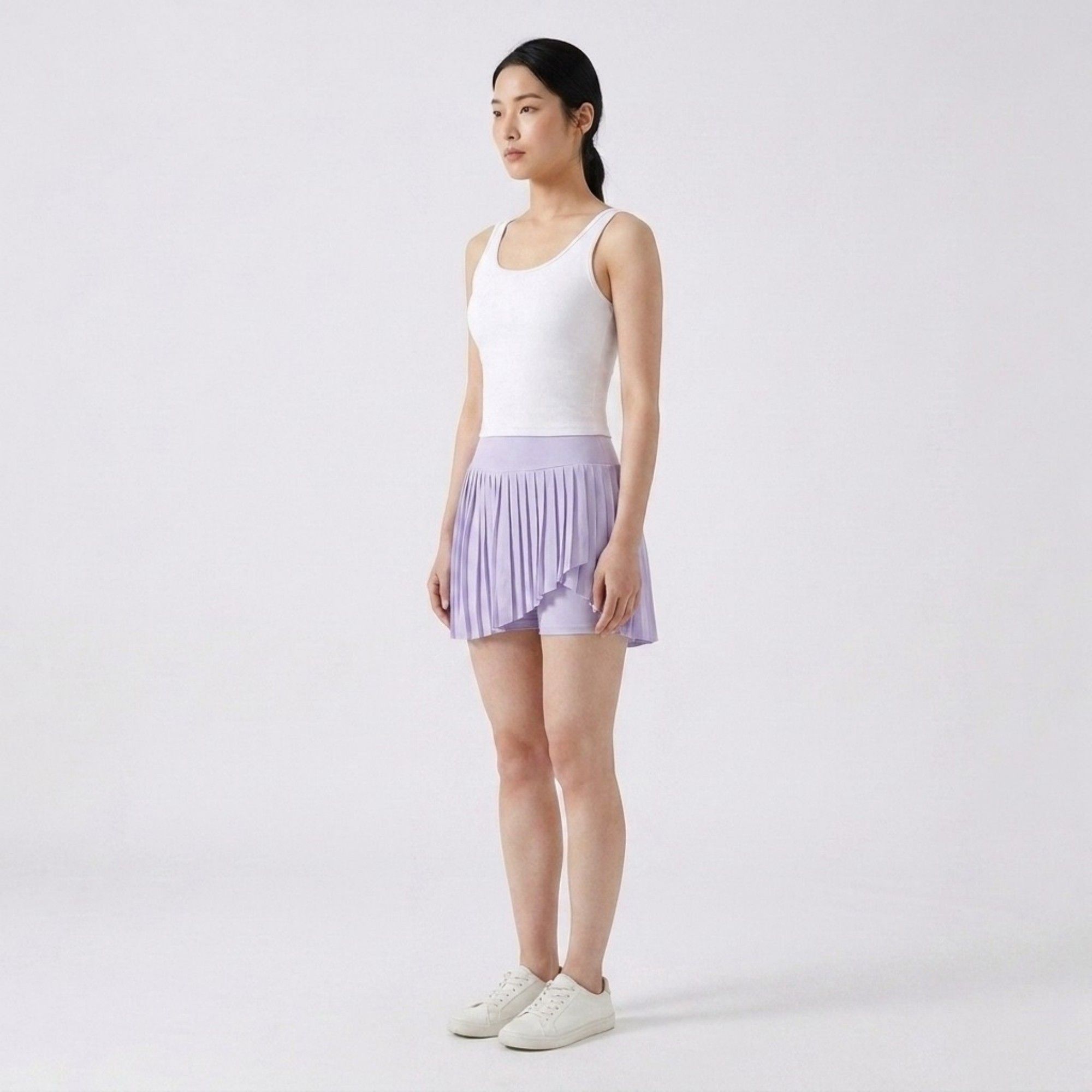 Anna-Kaci Active Womens High Waist Pleated Athletic Skort with Sheer Overlay Wide Waistband and Built In Shorts