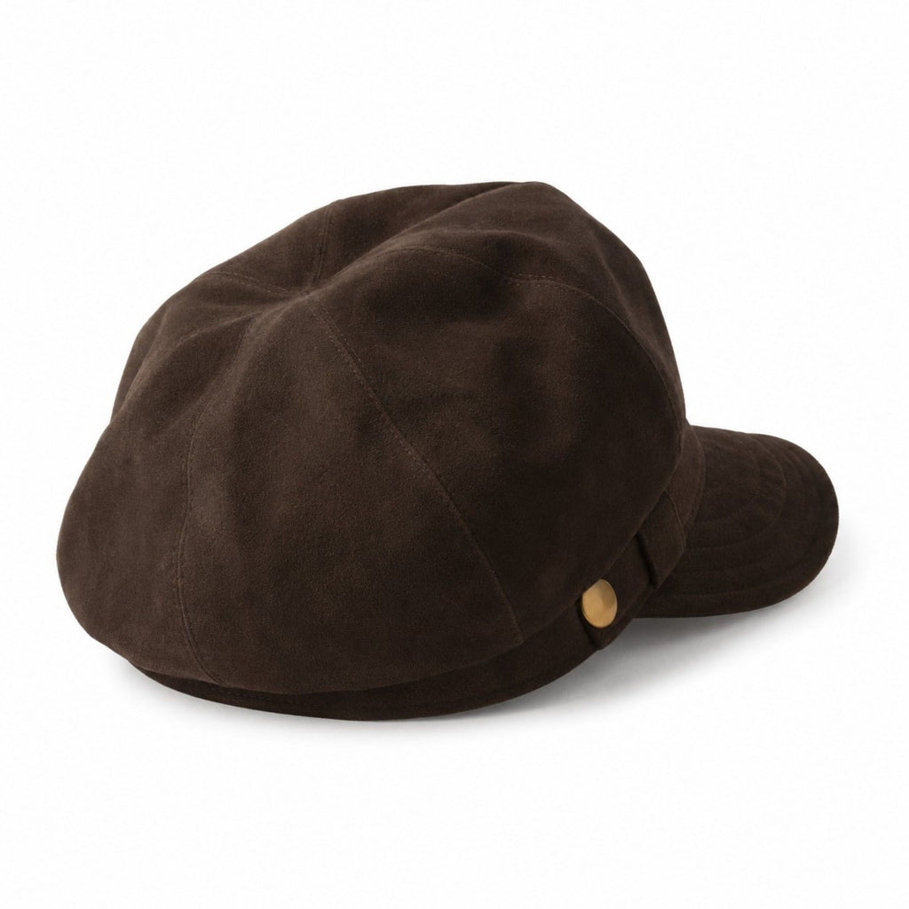 Soft Textured Newsboy Cap with Metal Button and Short Brim