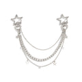 Star Chain Bag Charm with Layered Silver Tone Chains Dual Clips for Jeans Bags and Keys