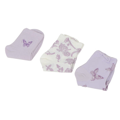 Anna-Kaci Renaissance Women 3-Pair Ankle Socks Set Assorted Patterns Featuring Colorblock, Cartoon Characters, and Butterfly Prints