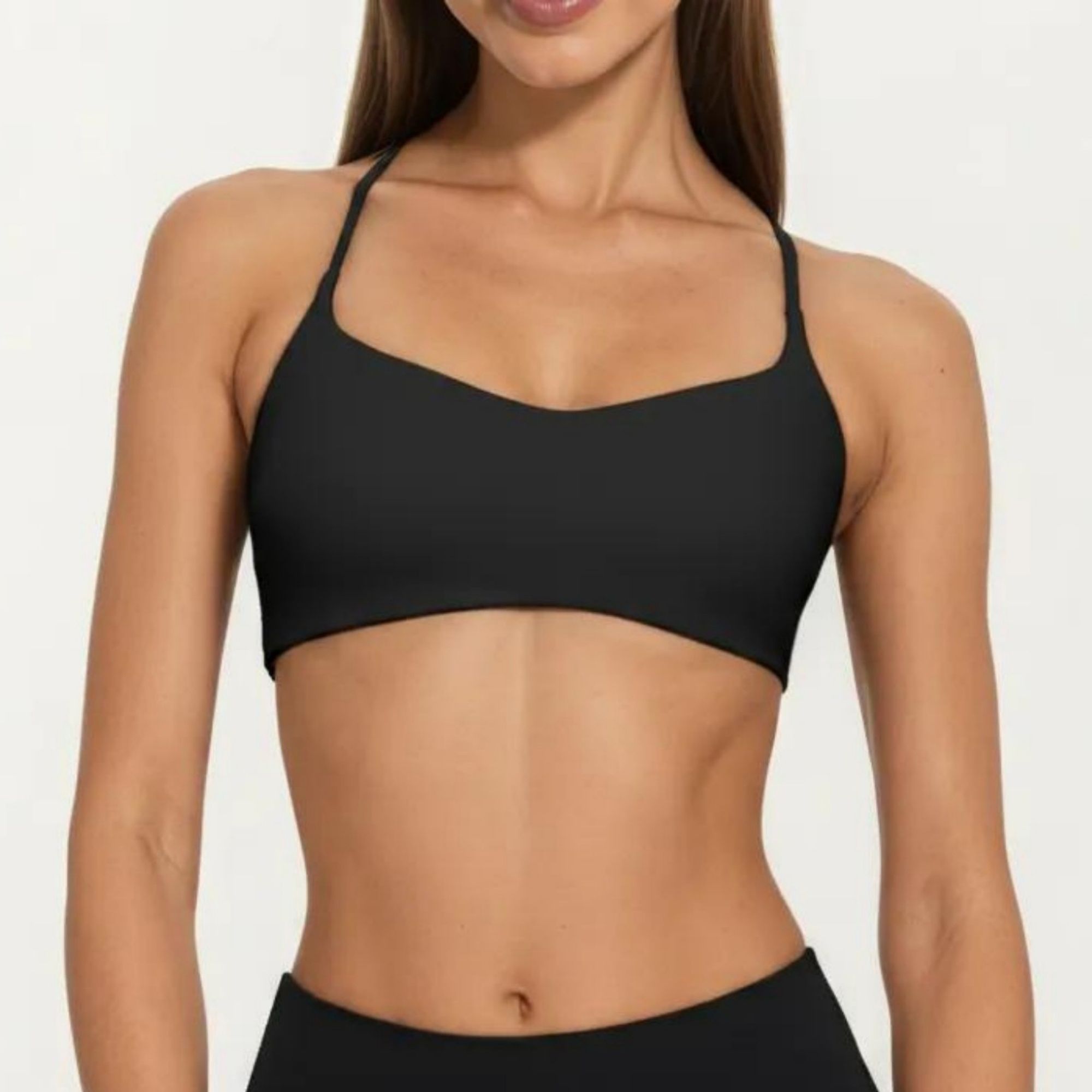 Anna-Kaci Active Women's Strappy Sports Bra with Adjustable Cross Back and Scoop Neck Front