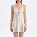 Printed Lace Bustier Keyhole Chemise Nightgown
