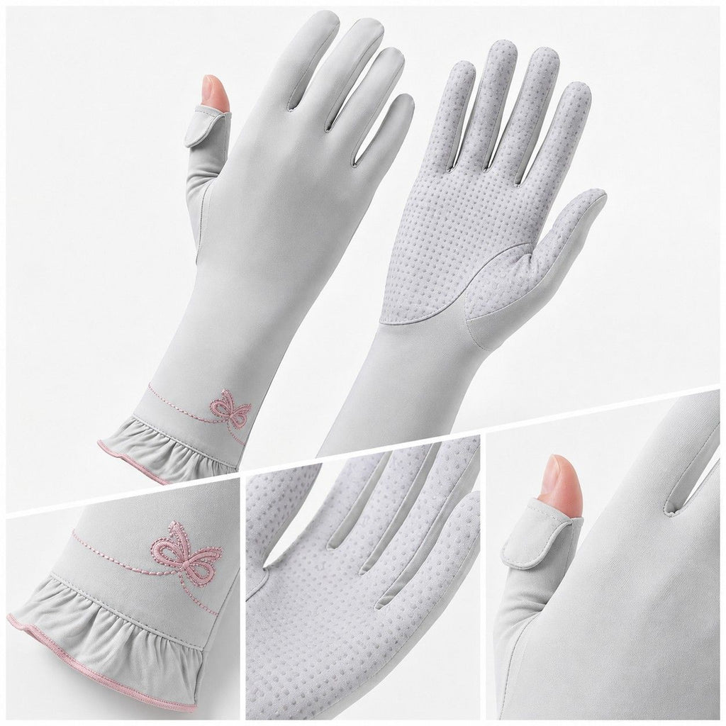Long Cuff Fingerless Sun Protection Cycling Gloves