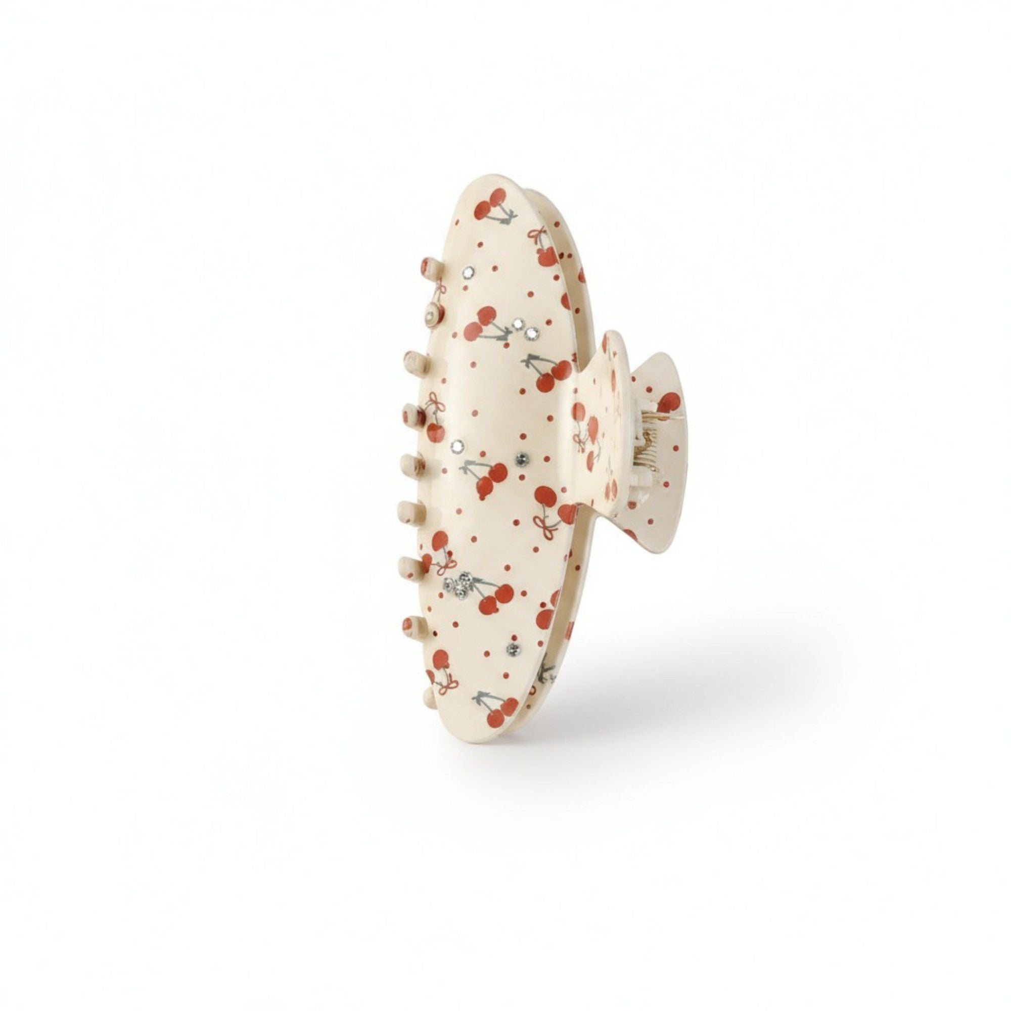 Anna-Kaci 2pcs per set Cherry Print Acrylic Hair Claw Clip with Curved Design and Strong Grip