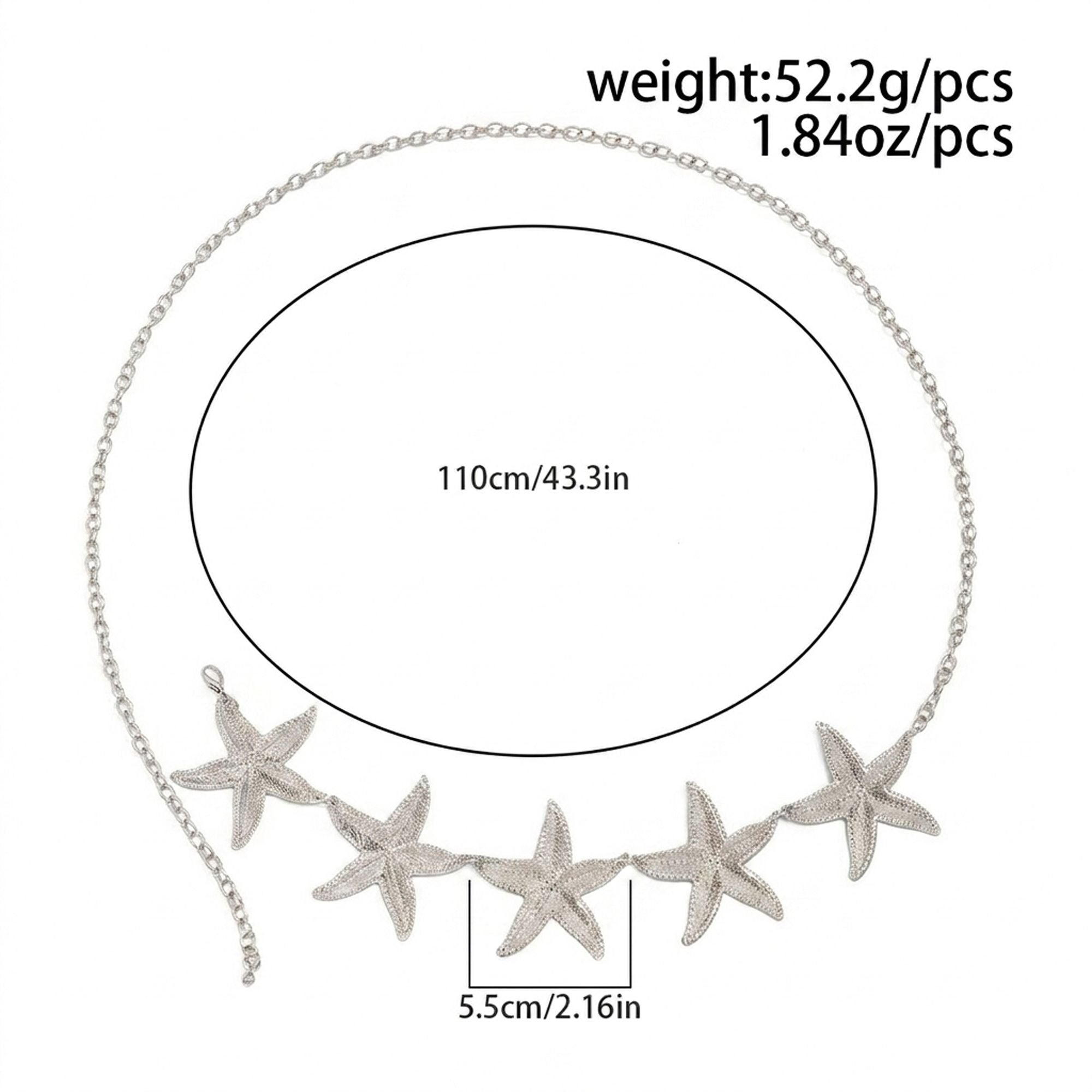 Starfish Metal Waist Chain Adjustable Beach Body Belt Ocean Inspired Waist Jewelry