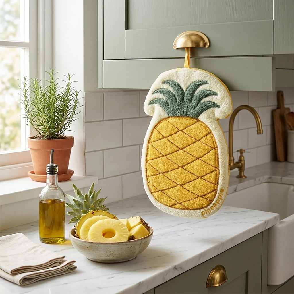 Anna-Kaci 3 Pack Hanging Hand Towels Cute Fruit Shape Kitchen Bathroom Quick Dry Decorative Cleaning Towels