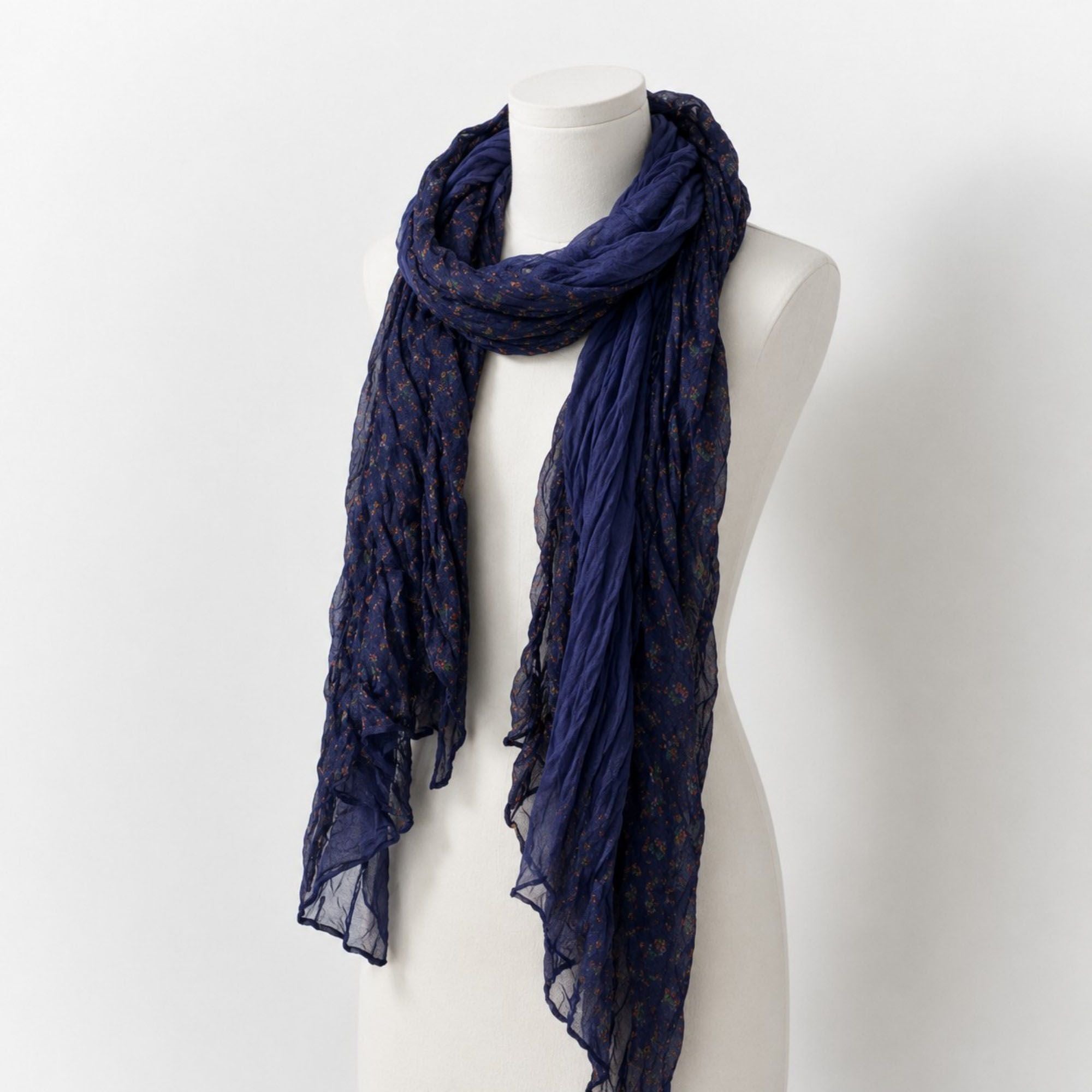 Lightweight Floral Crinkle Long Scarf