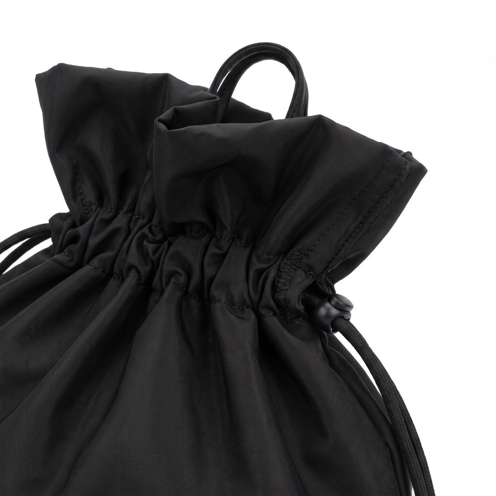 Drawstring Bucket Bag with Double Top Handles and Ruched Opening 11x9x4.5in