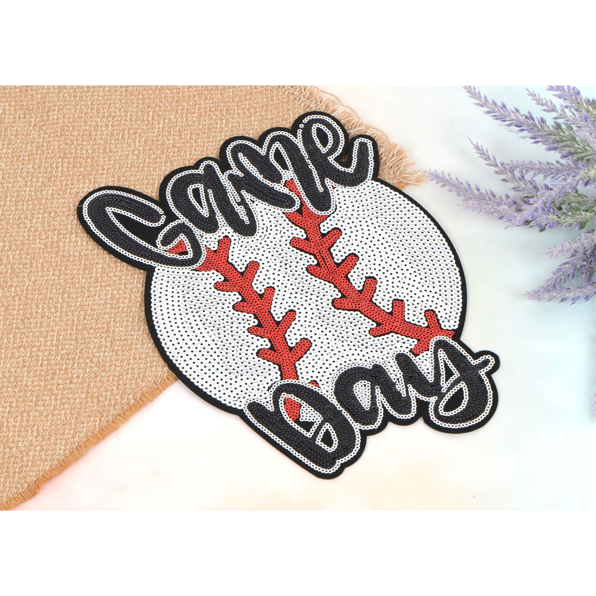 Baseball Mama Sequin Iron On Patches Game Day Applique Large Patch Accessory Clothes Jacket Uniform Backpack DIY Decor