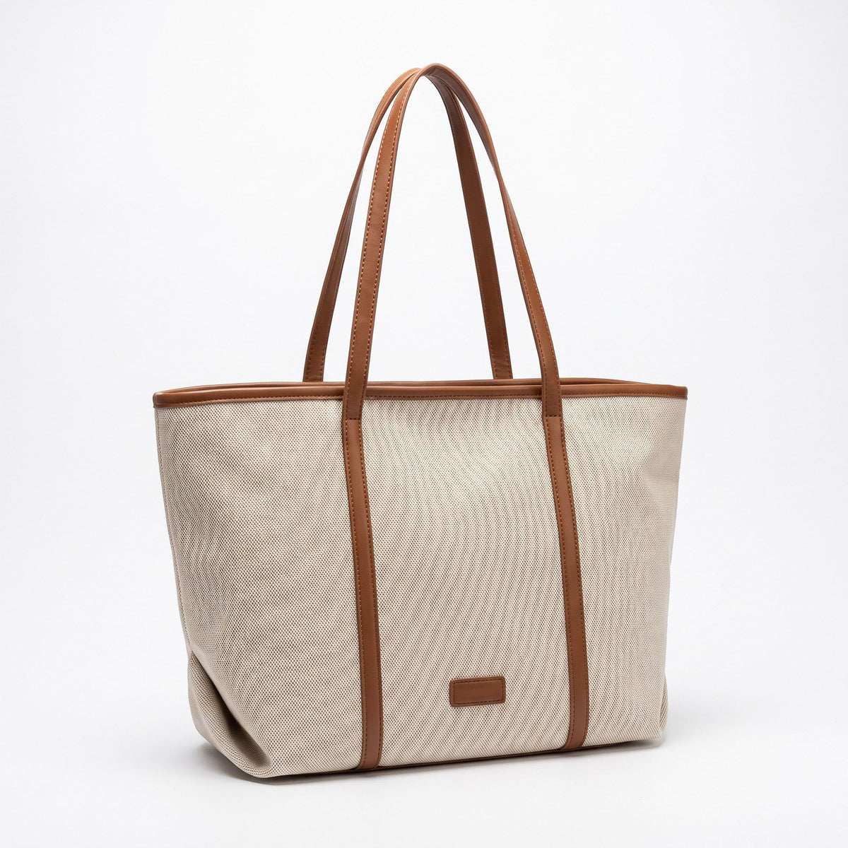 Large Tote Bag with Long Shoulder Straps and Zip Closure