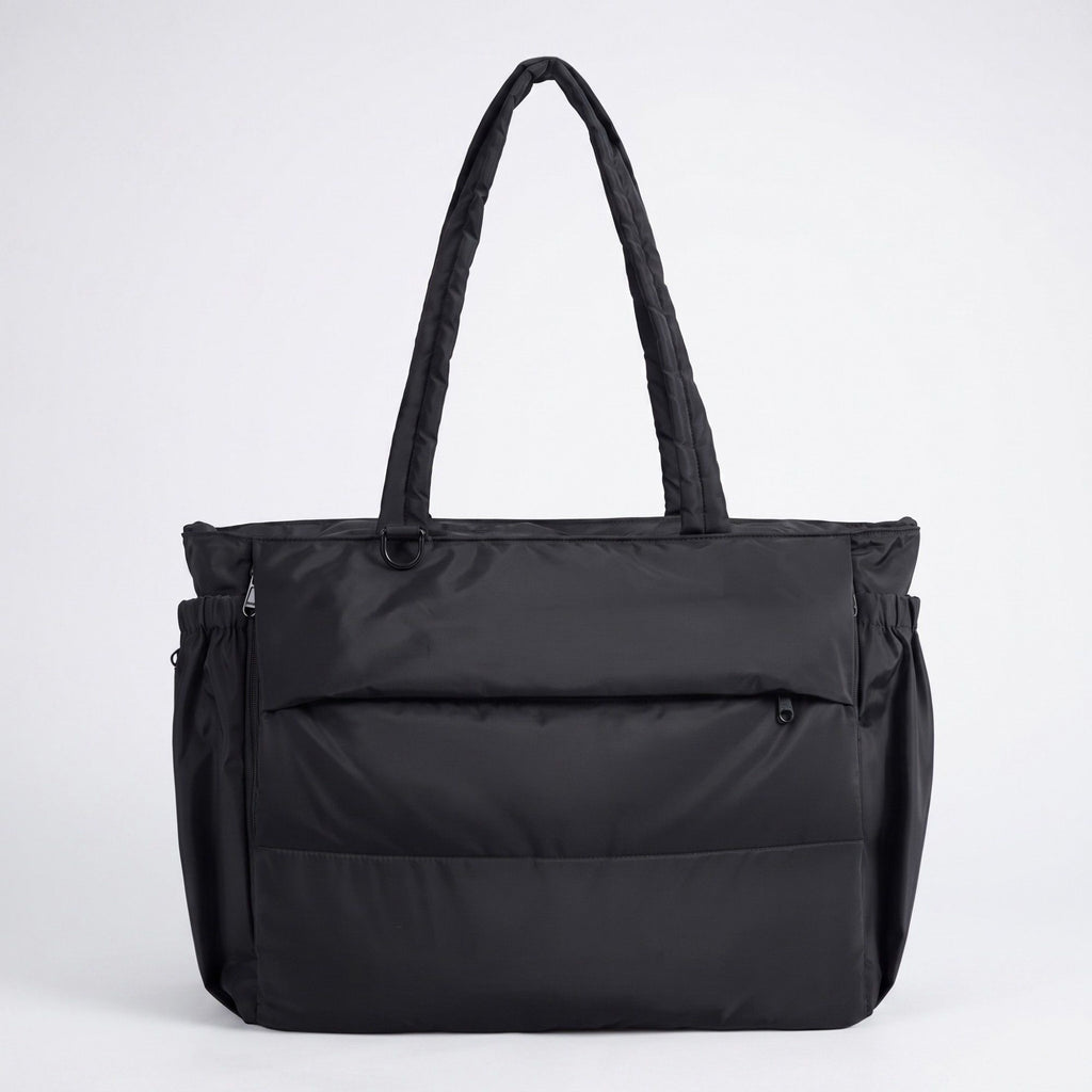 Oversized Padded Tote Bag with Multi Outer Pockets and Long Padded Shoulder Straps 16.5x6.1x13in