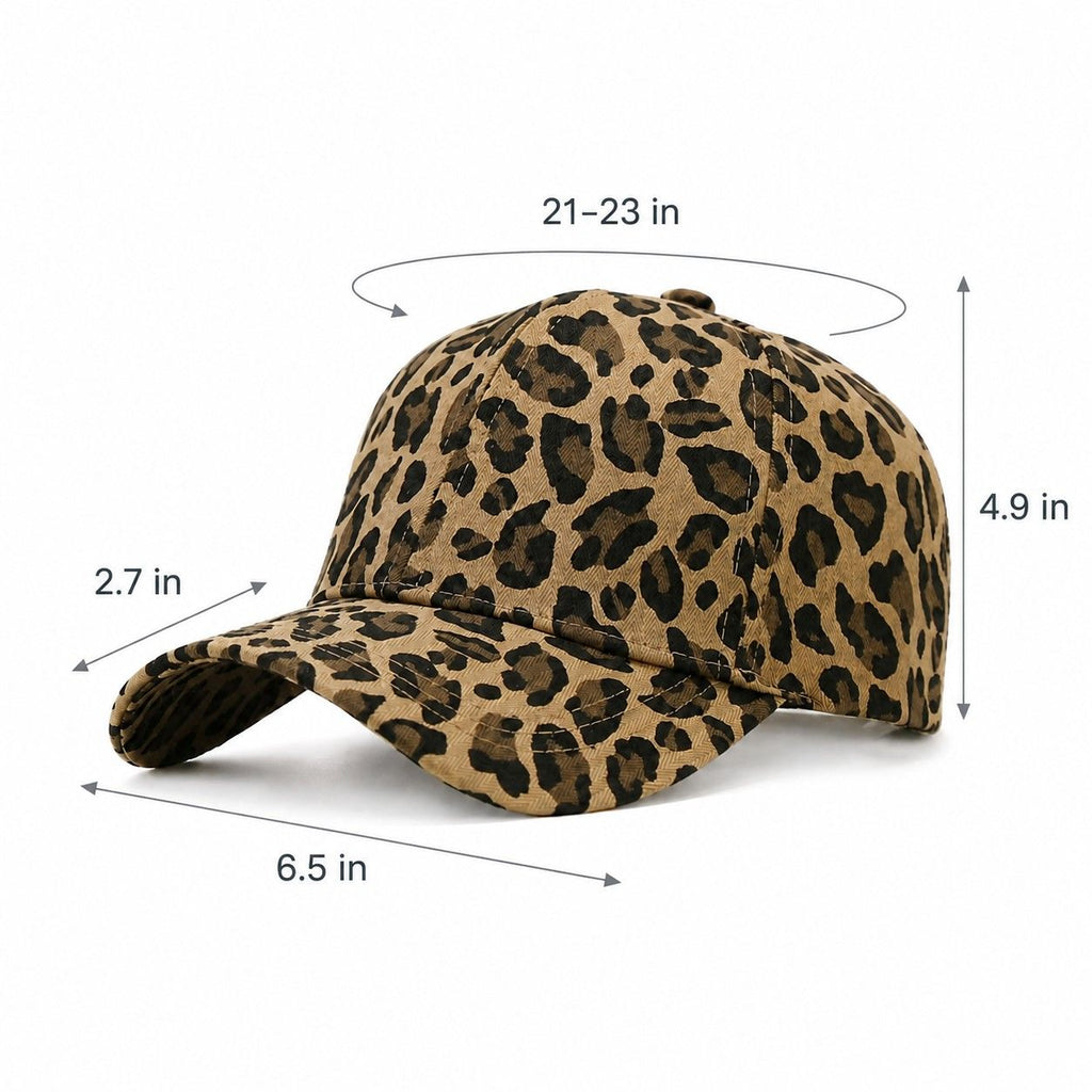 Leopard Print Baseball Cap Adjustable Curved Brim Casual Animal Print Hat