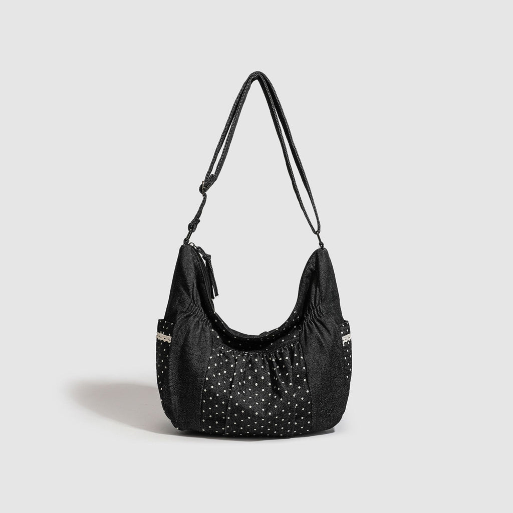Polka Dot Hobo Shoulder Bag Large Capacity Crossbody Tote for School Work and Travel