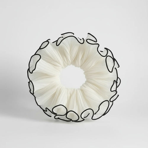 Anna-Kaci 2pcs Pleated Organza Hair Scrunchie with Contrast Trim and Voluminous Ruffled Design