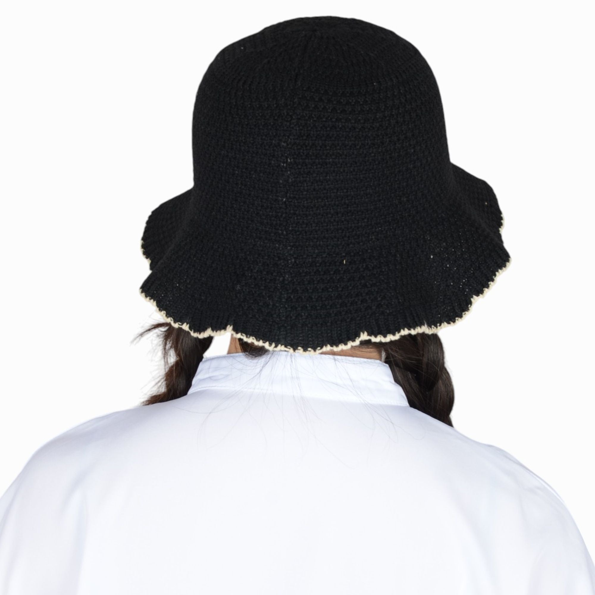 Anna-Kaci Women's Woven Floppy Bucket Hat with Scalloped Brim Edge Detail