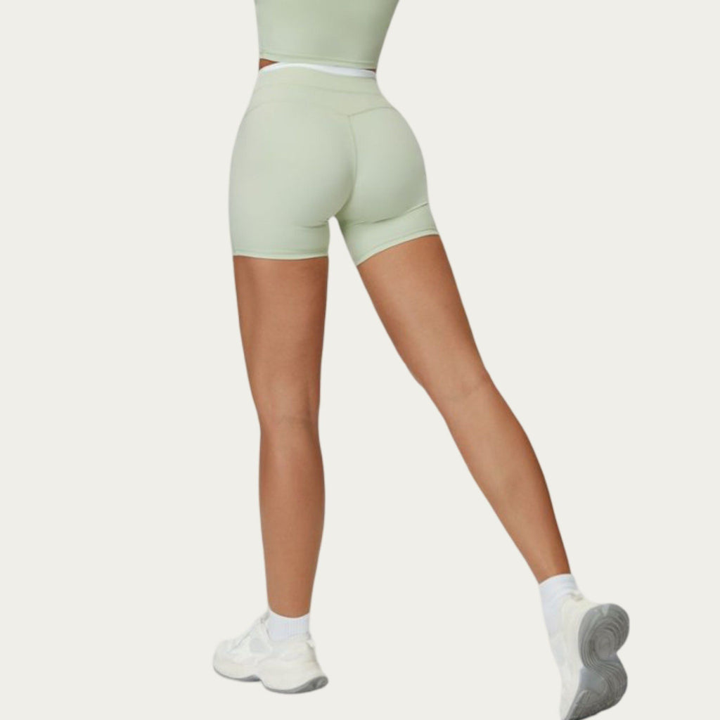 Anna-Kaci Active Women's High Waist Biker Shorts with Smooth Stretch Fabric and Contrast Waistband