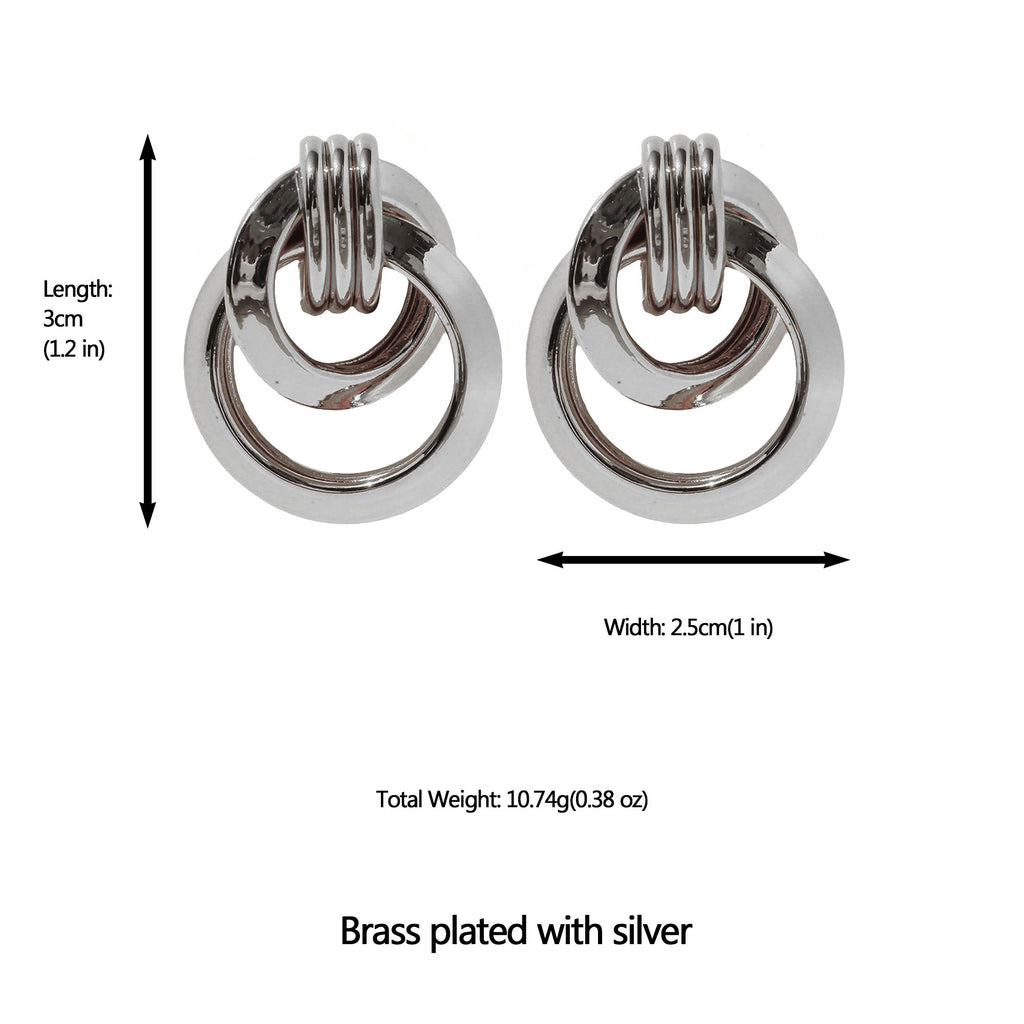 Women's Brass Interlocking Circle Earrings