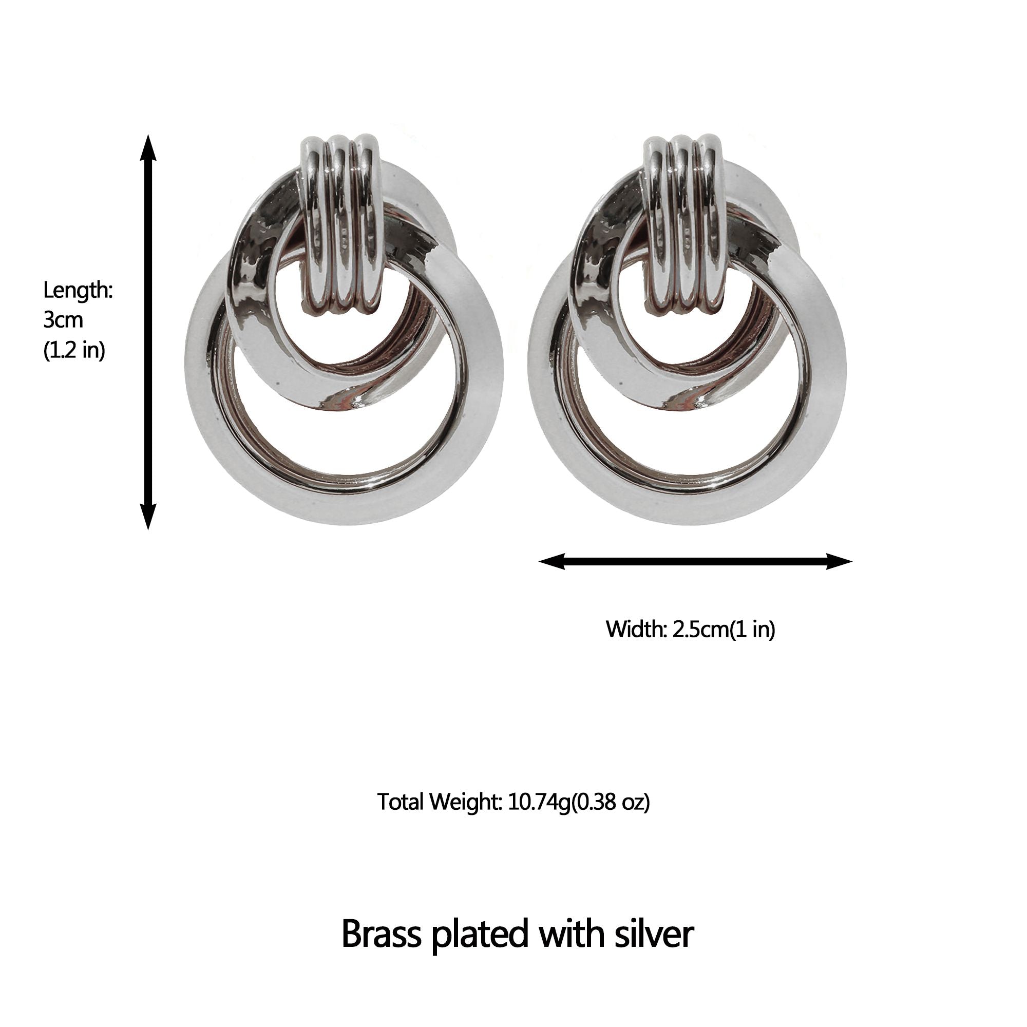 Women's Brass Interlocking Circle Earrings