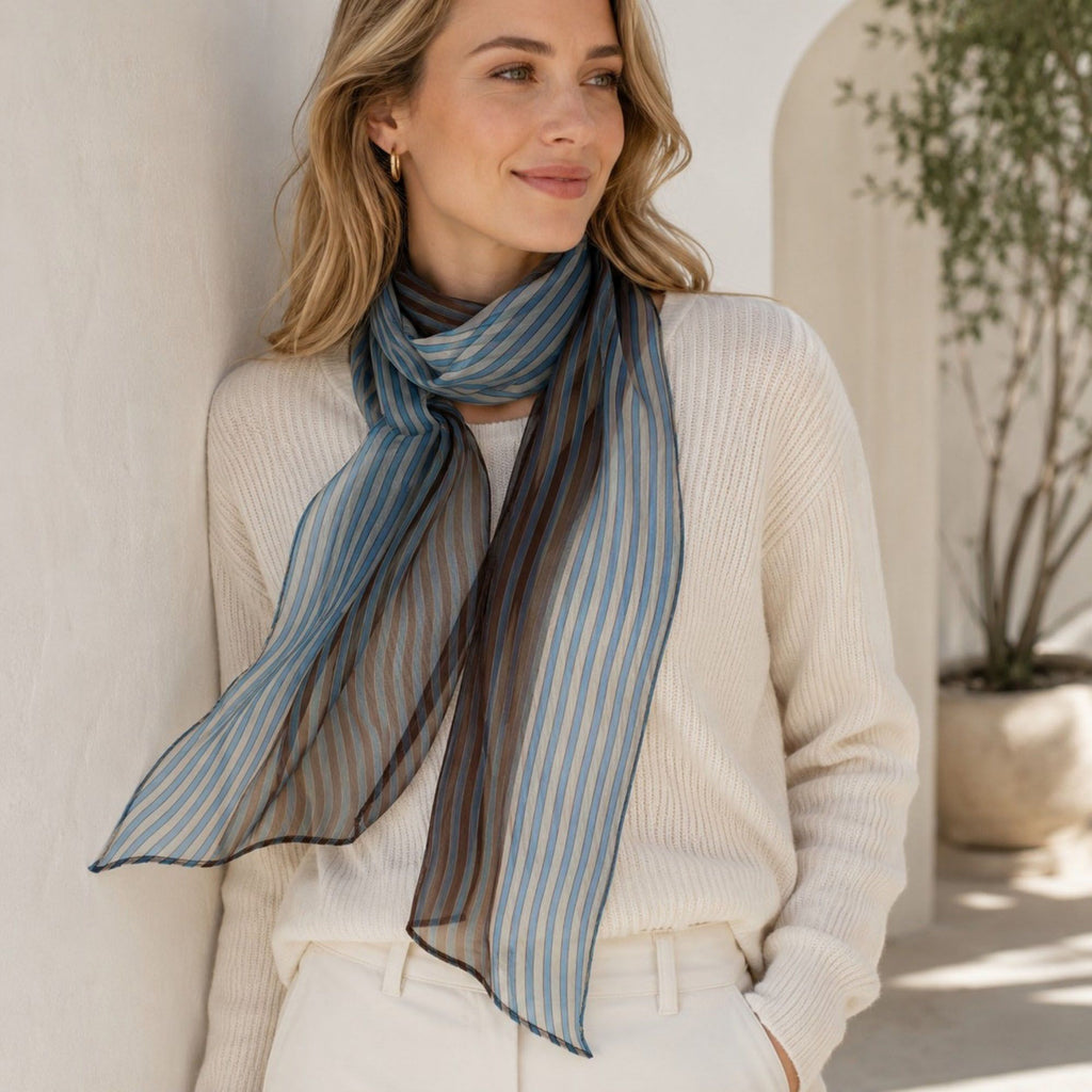 Lightweight Striped Sheer Long Scarf