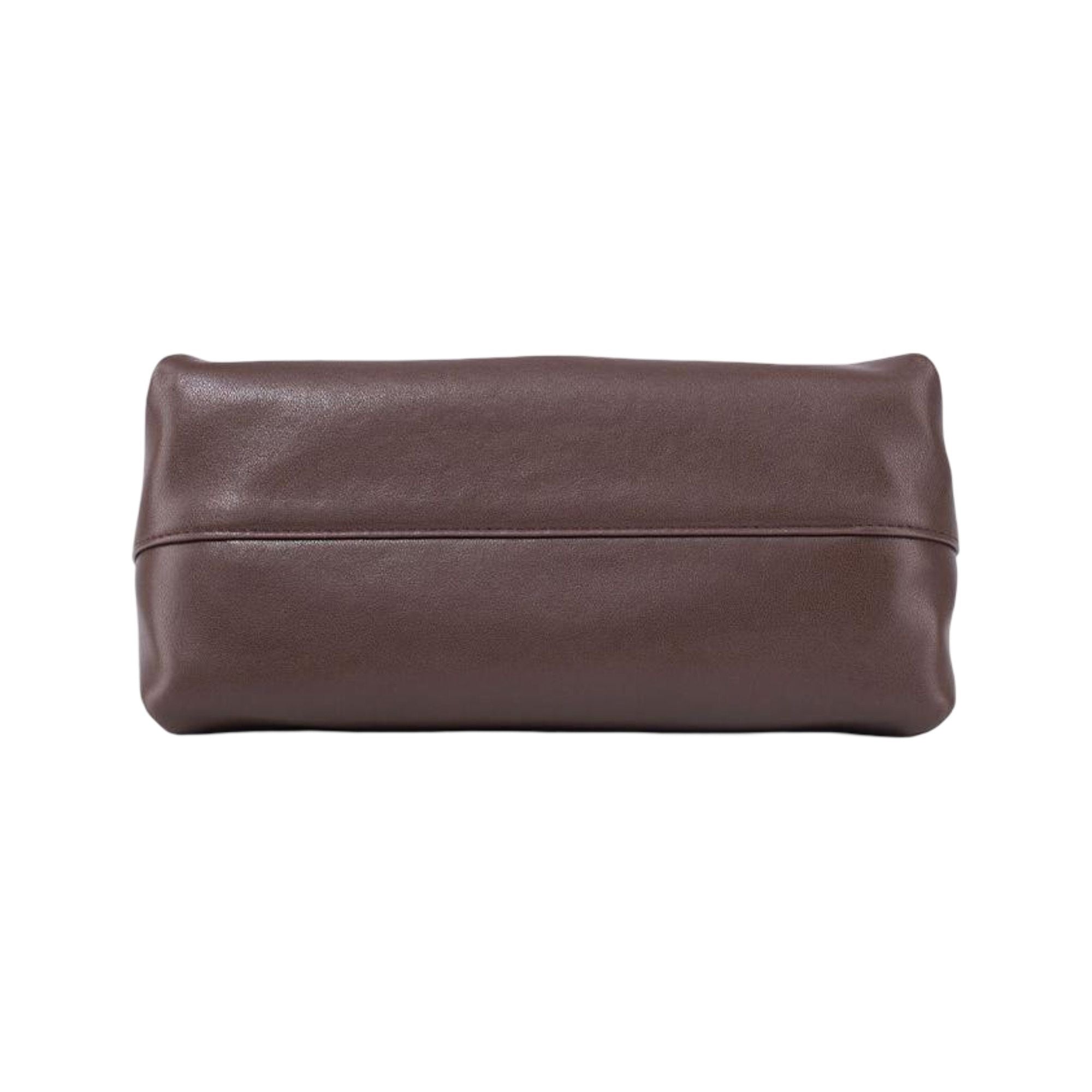 Soft Leather Envelope Shoulder Bag with Foldover Flap Silver Clasp and Slim Strap Design