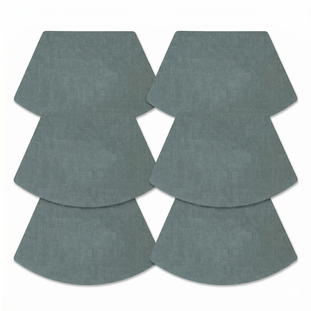 6 Piece Fan Shaped Faux Linen Placemat Set Waterproof Heat Resistant Table Mats for Dining Table